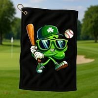 Shamrock Baseball Funny St Patricks Day Golf Towel thumb 1