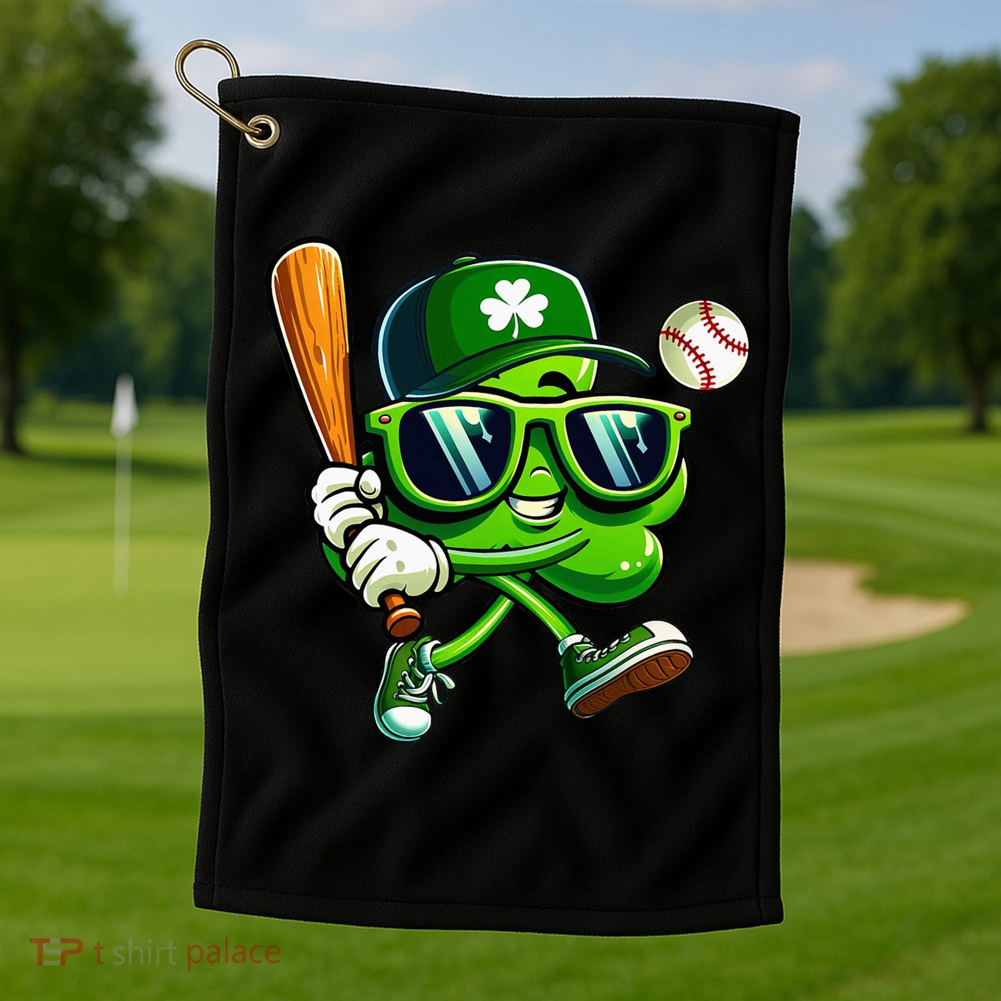 Shamrock Baseball Funny St Patricks Day Golf Towel