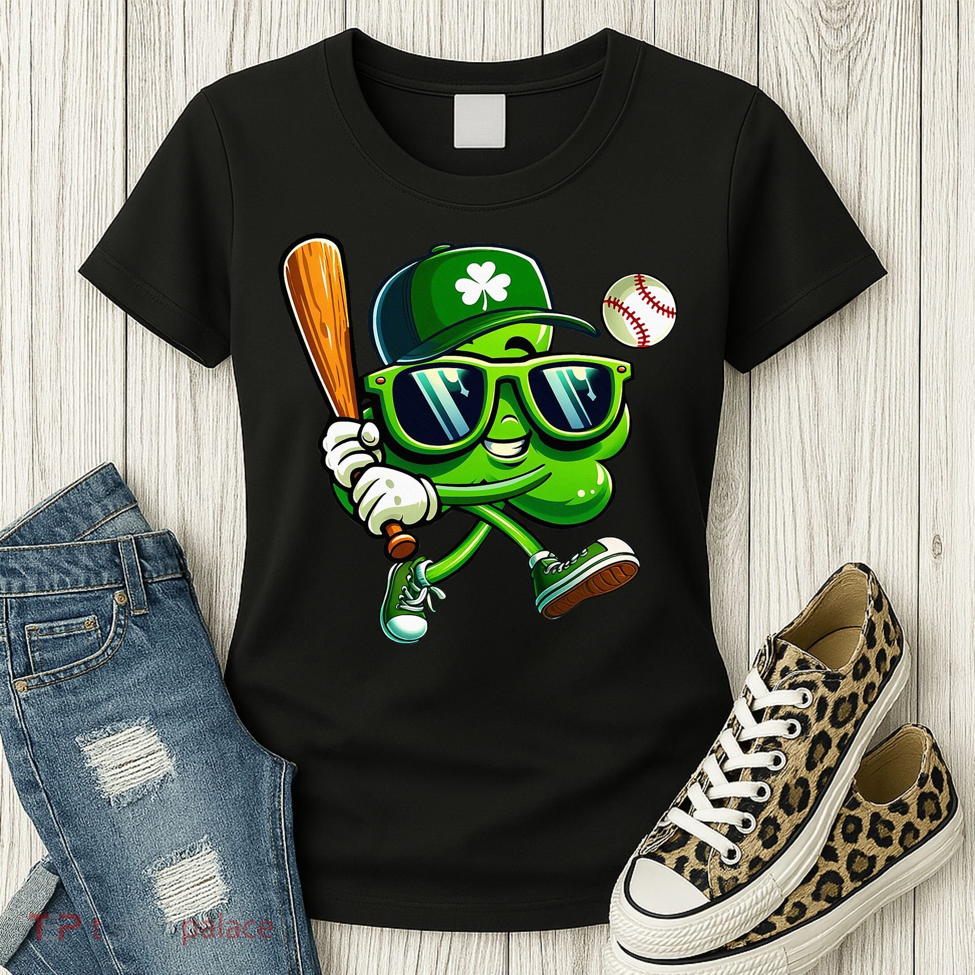 Shamrock Baseball Funny St Patricks Day Women's T-Shirt
