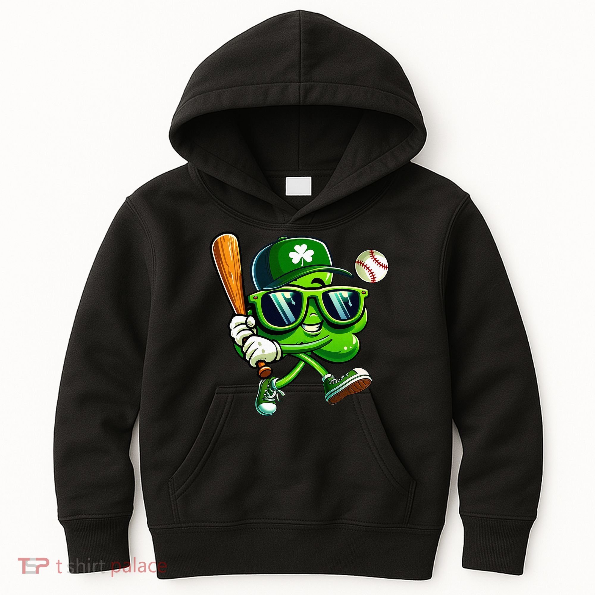Shamrock Baseball Funny St Patricks Day Kids Hoodie