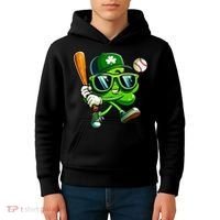 Shamrock Baseball Funny St Patricks Day Kids Hoodie thumb 4