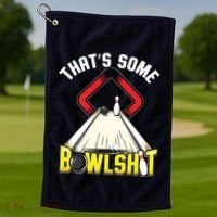 Some Bowlsht Funny Ten Pin 10 Bowling Gift Men Women Golf Towel thumb 1