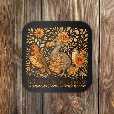 Subtle Birds Flicker Dodo Titmouse Trump Resist Boho Style Coaster