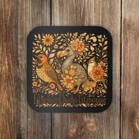 Subtle Birds Flicker Dodo Titmouse Trump Resist Boho Style Coaster thumb 0