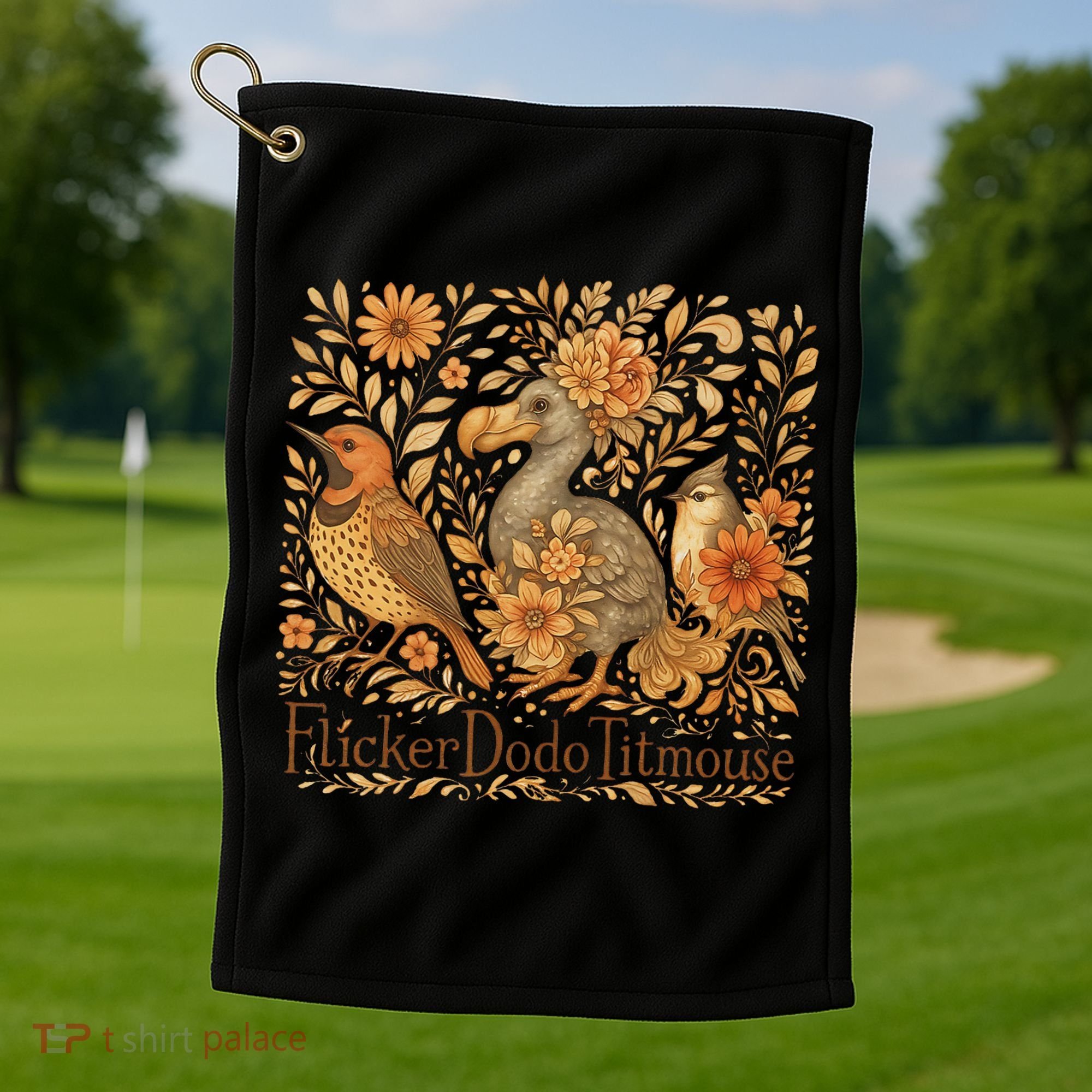 Subtle Birds Flicker Dodo Titmouse Trump Resist Boho Style Golf Towel