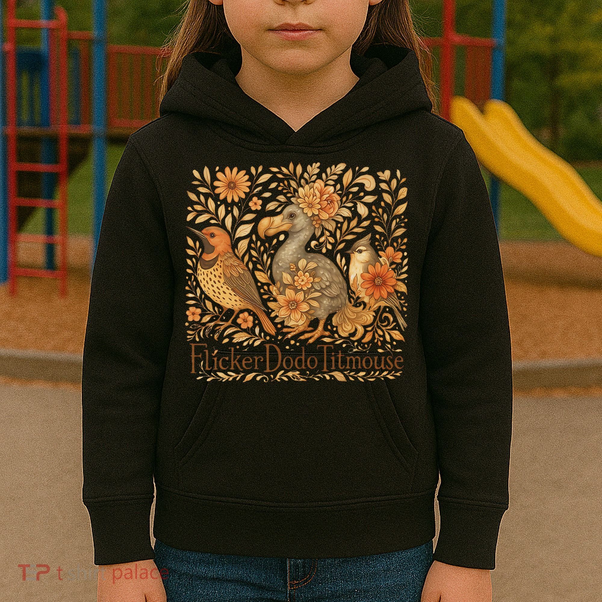 Subtle Birds Flicker Dodo Titmouse Trump Resist Boho Style Kids Hoodie