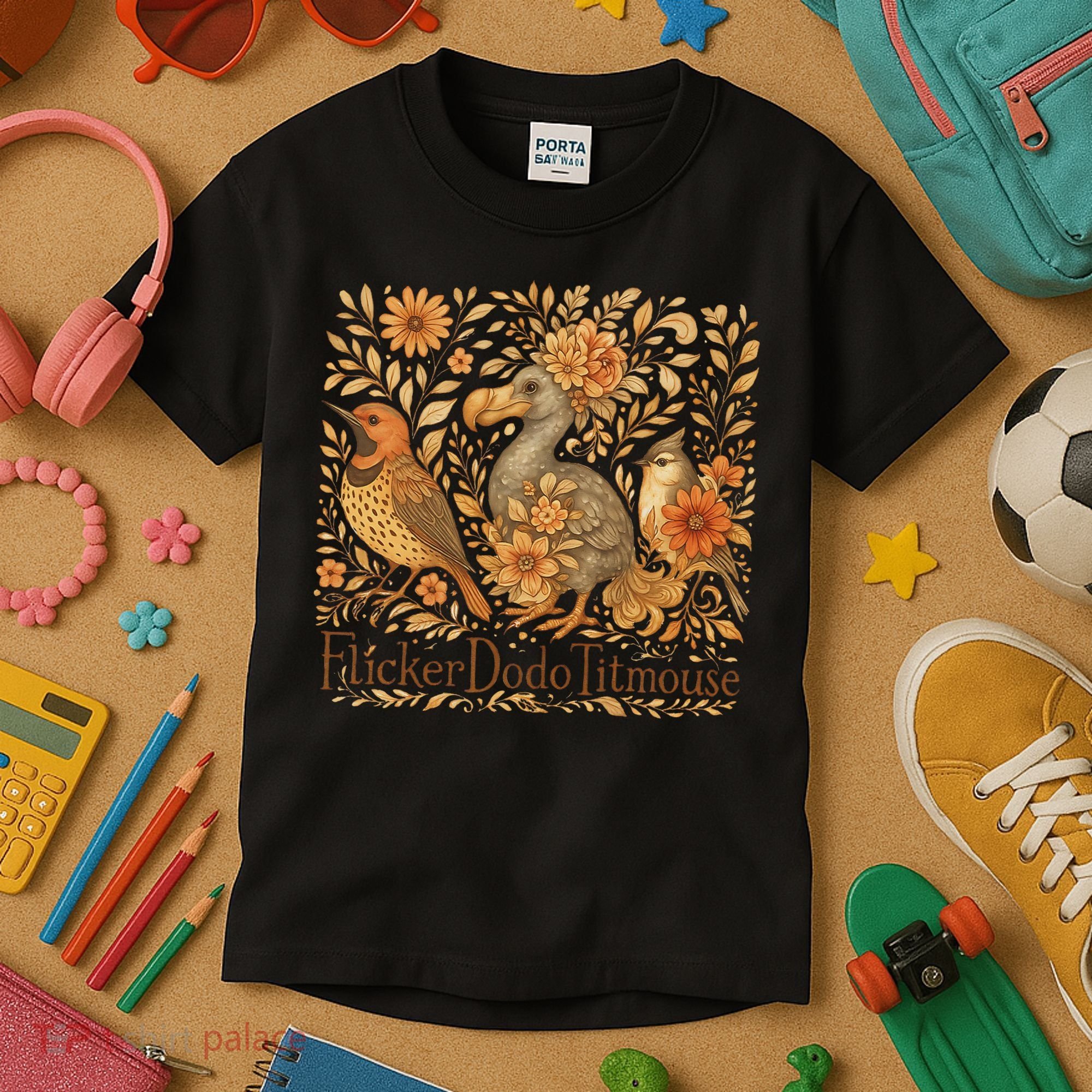 Subtle Birds Flicker Dodo Titmouse Trump Resist Boho Style Kids T-Shirt
