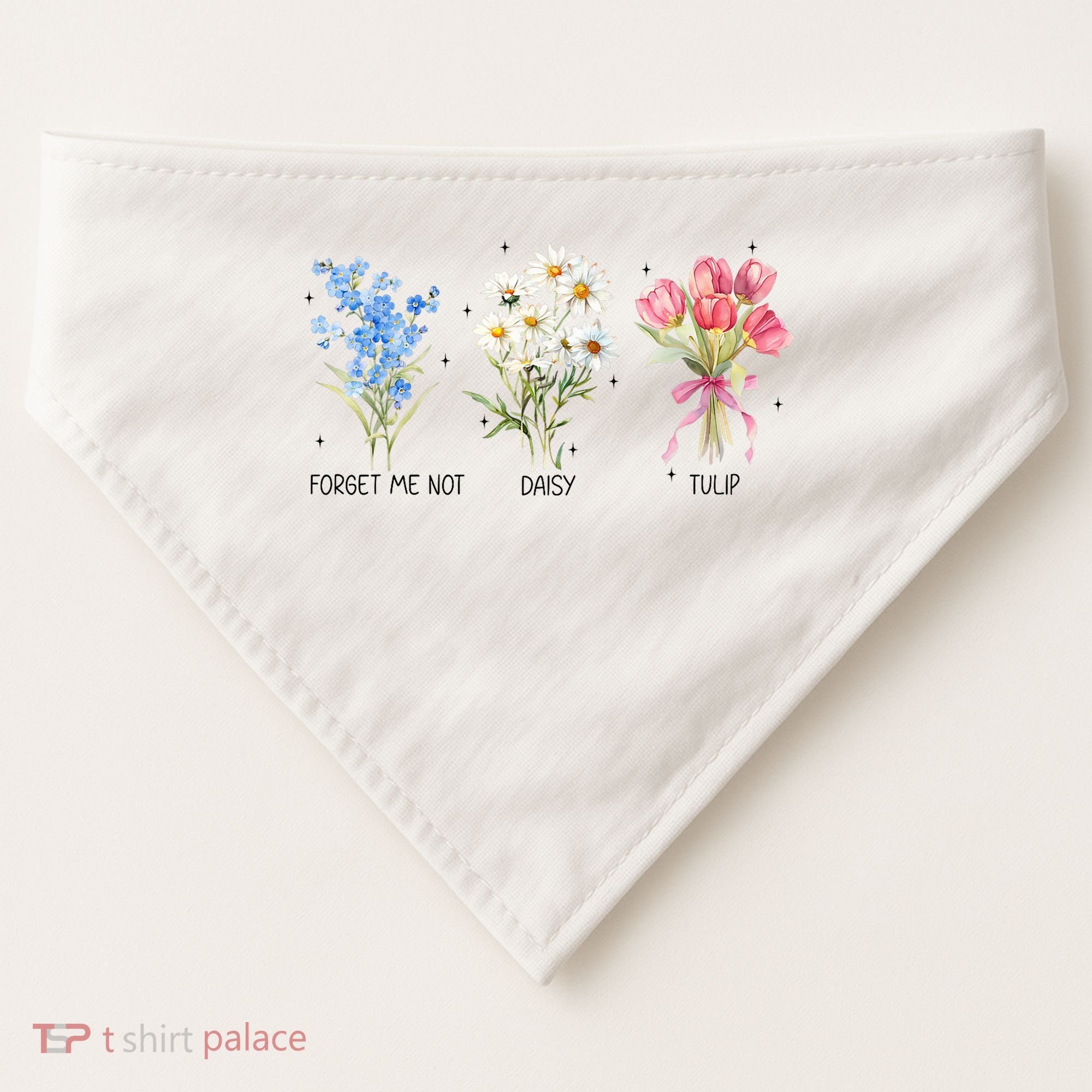 Subtle Boho Flowers Anti Trumpp  USA-Made Doggie Bandana
