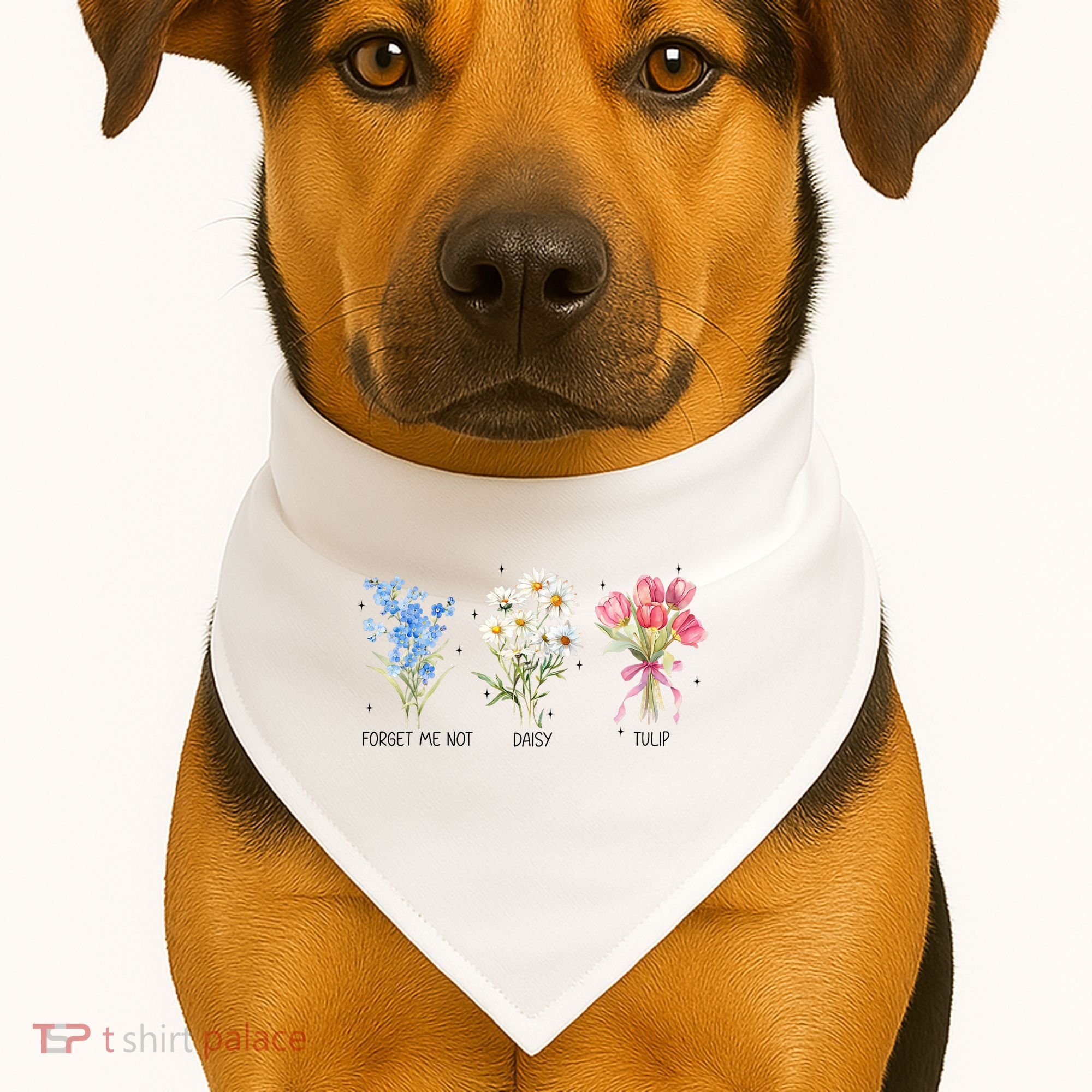 Subtle Boho Flowers Anti Trumpp  USA-Made Doggie Bandana
