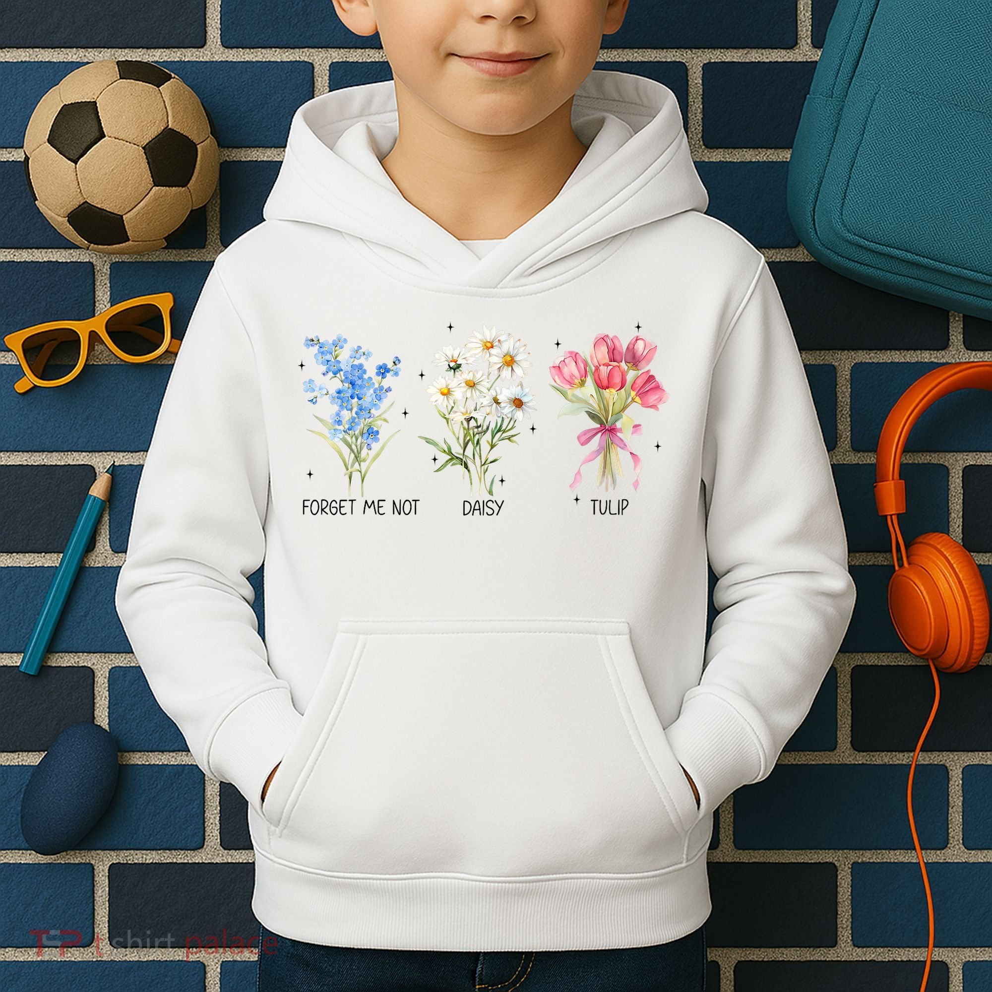Subtle Boho Flowers Anti Trumpp  Kids Hoodie