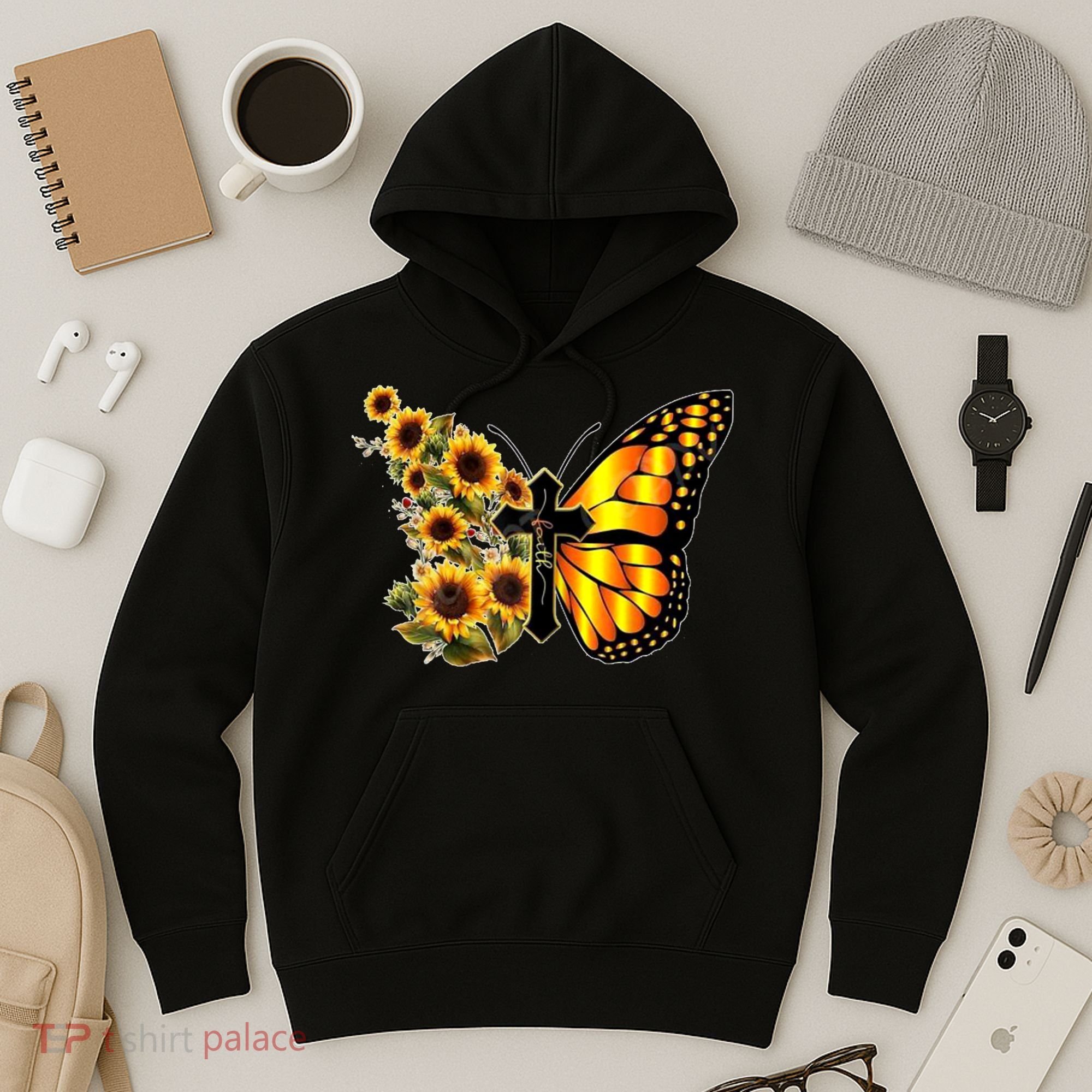 Sunflower Butterfly Faith Hoodie