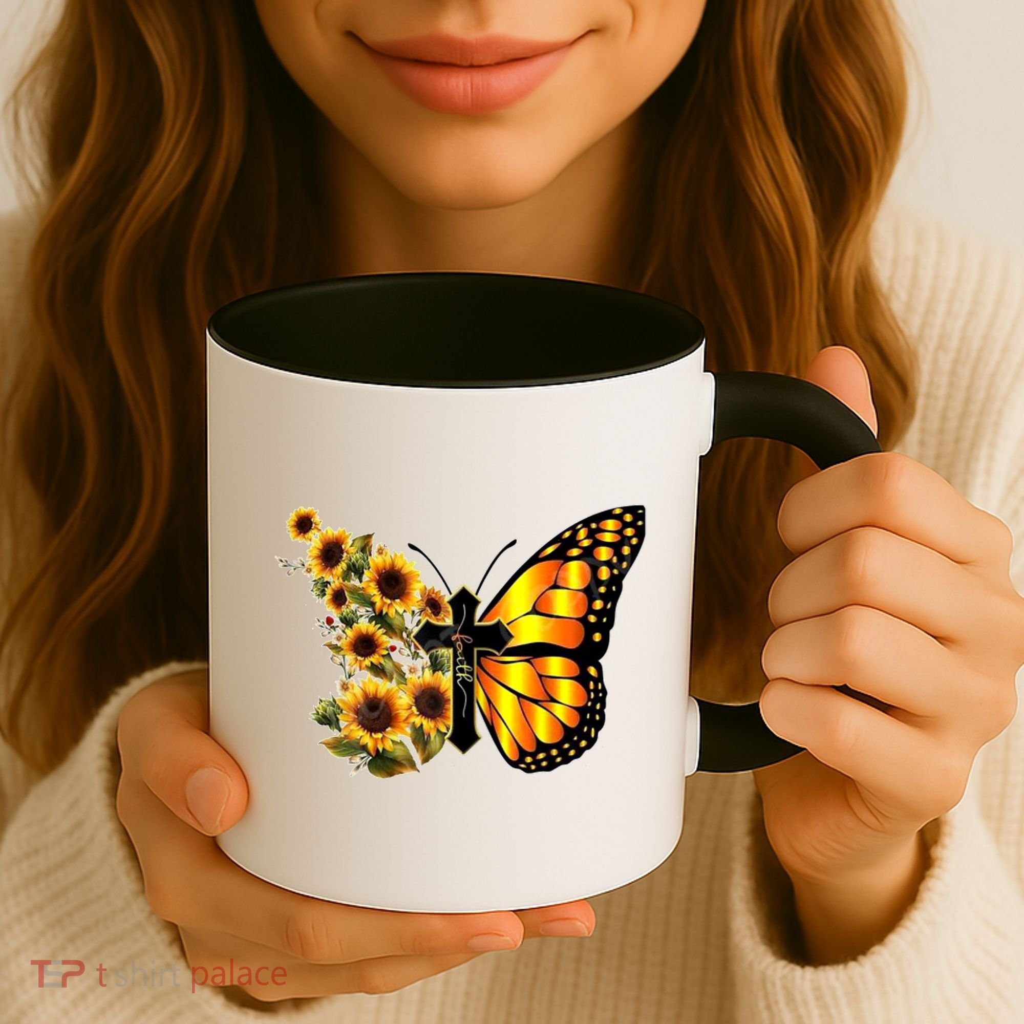Sunflower Butterfly Faith Coffee Mug