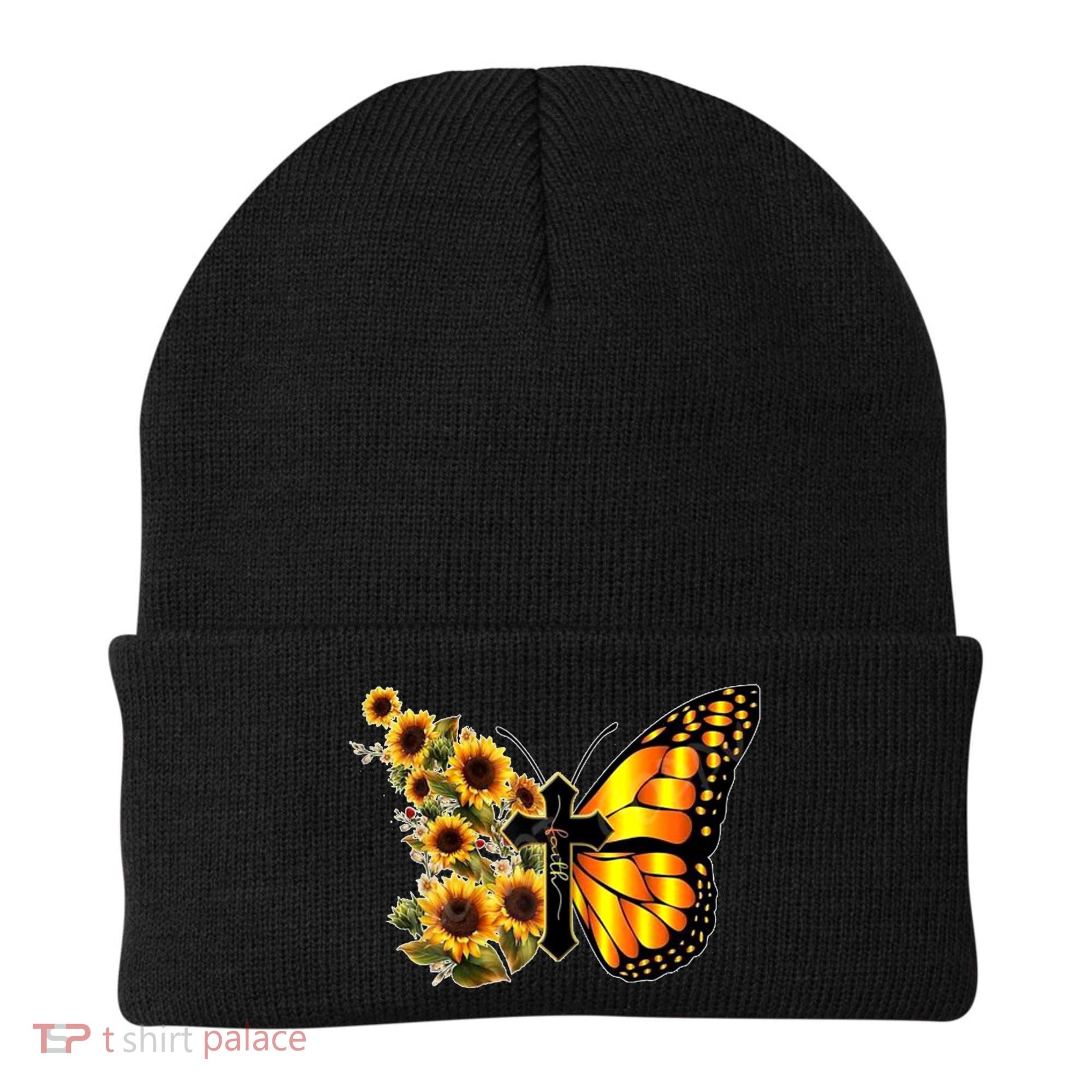 Sunflower Butterfly Faith Beanie
