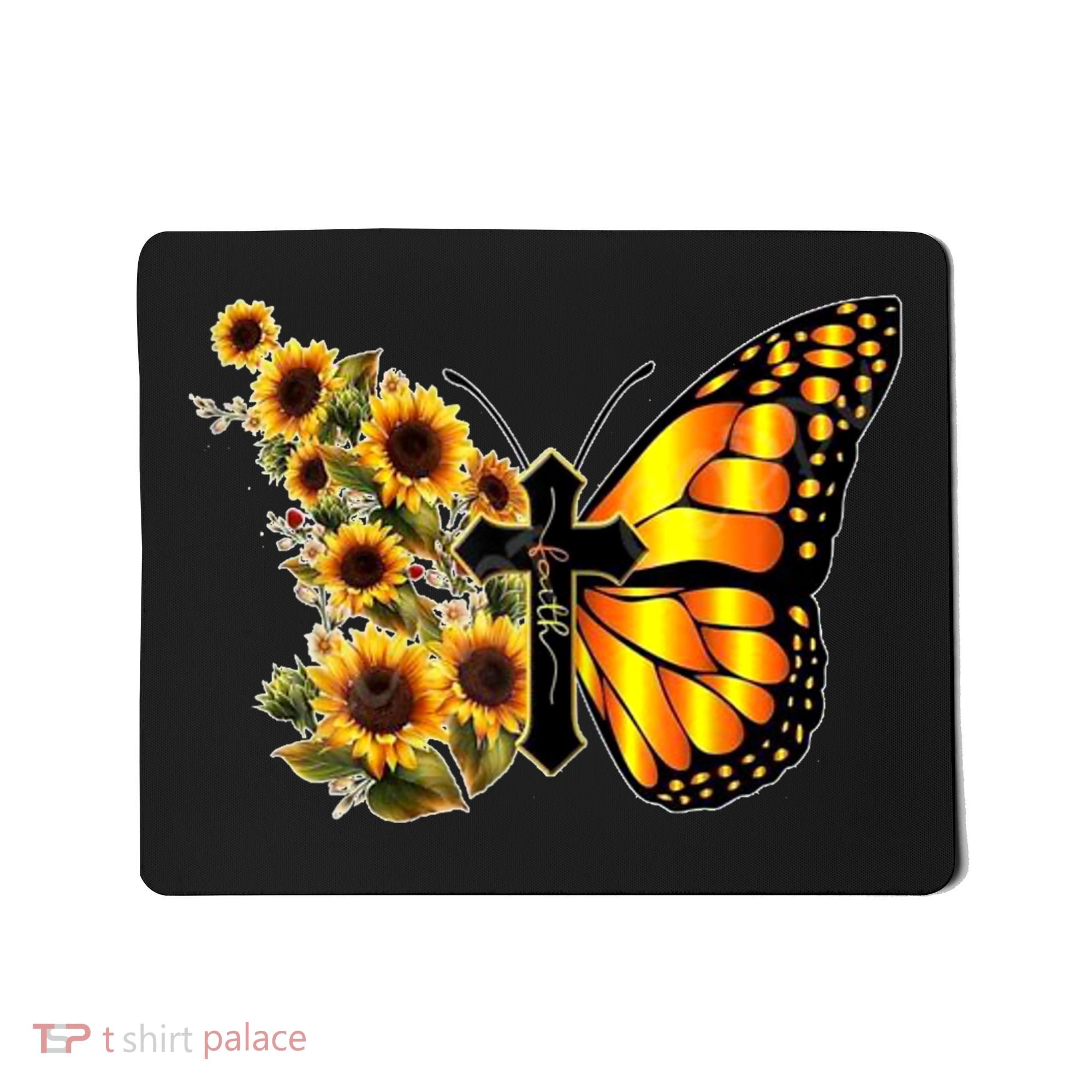 Sunflower Butterfly Faith Mousepad