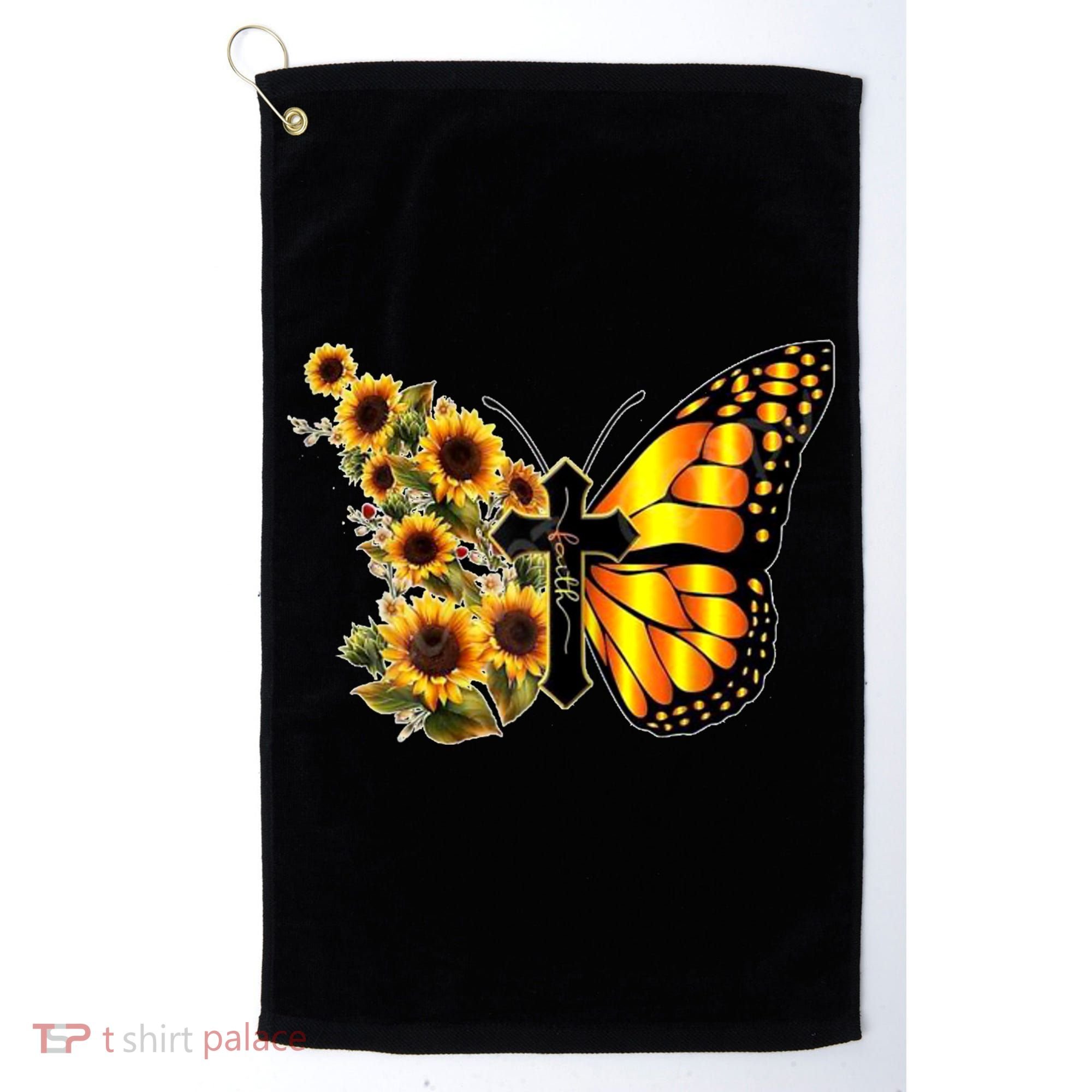 Sunflower Butterfly Faith Golf Towel
