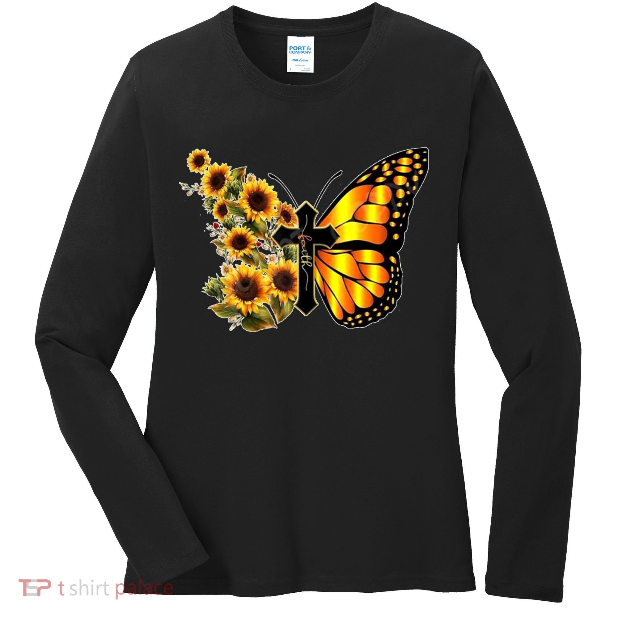 Sunflower Butterfly Faith Women's Long Sleeve Shirt