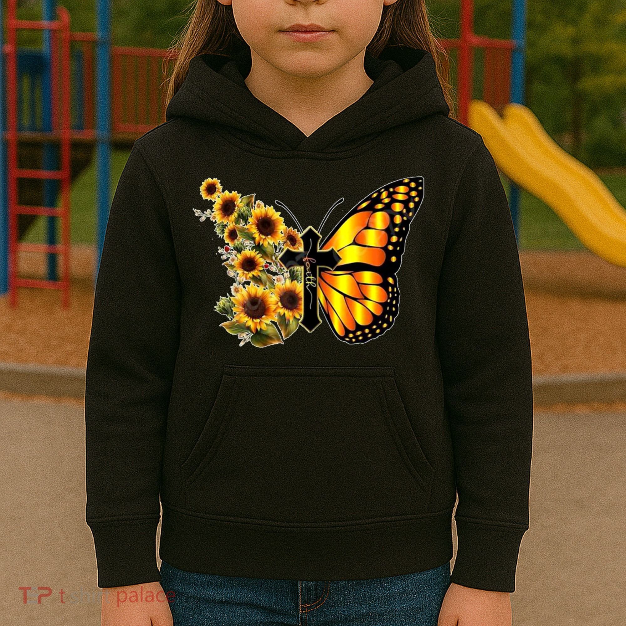 Sunflower Butterfly Faith Kids Hoodie