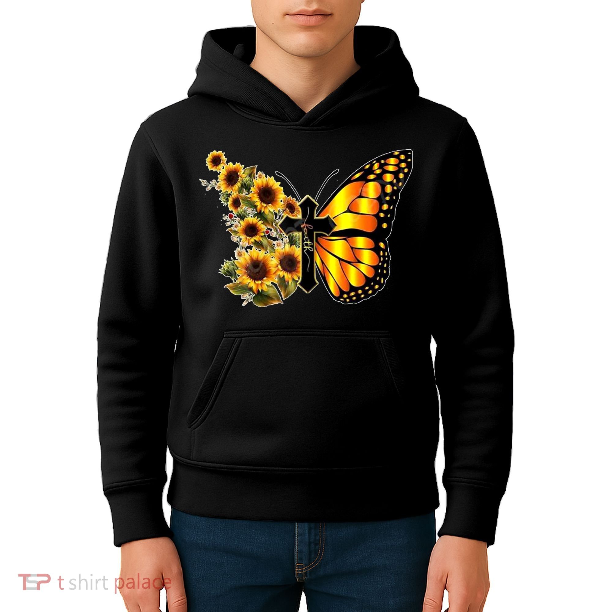 Sunflower Butterfly Faith Kids Hoodie