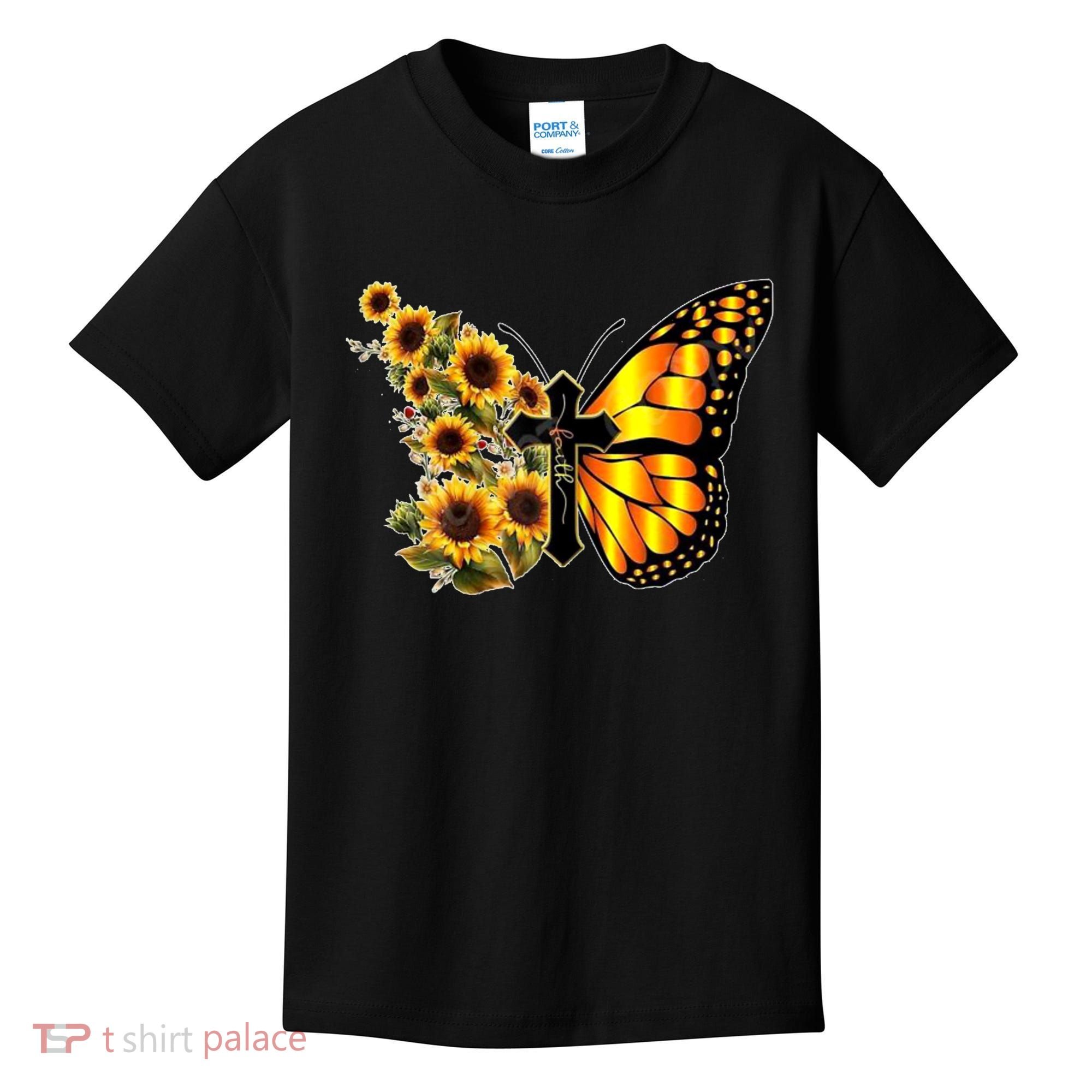 Sunflower Butterfly Faith Kids T-Shirt