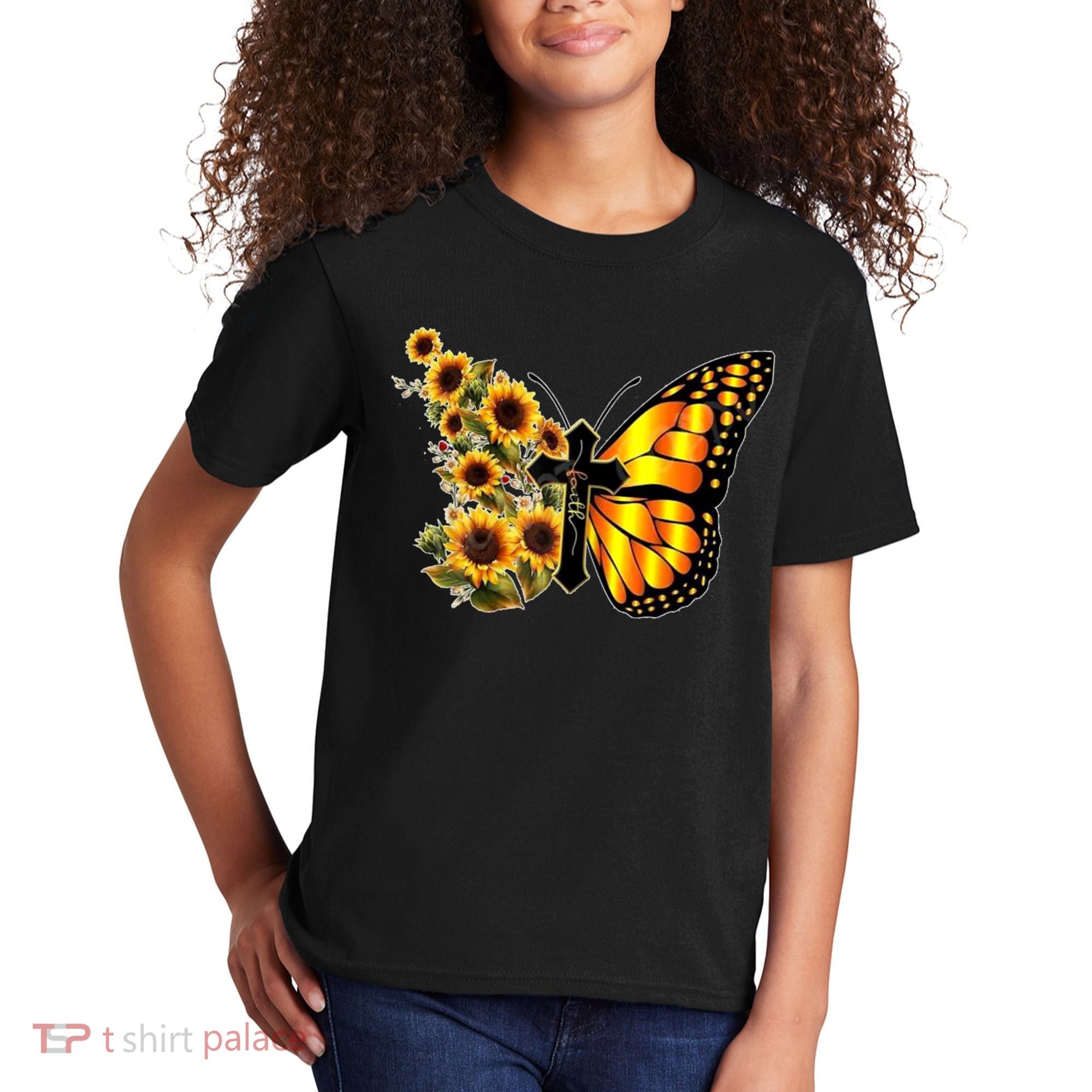Sunflower Butterfly Faith Kids T-Shirt