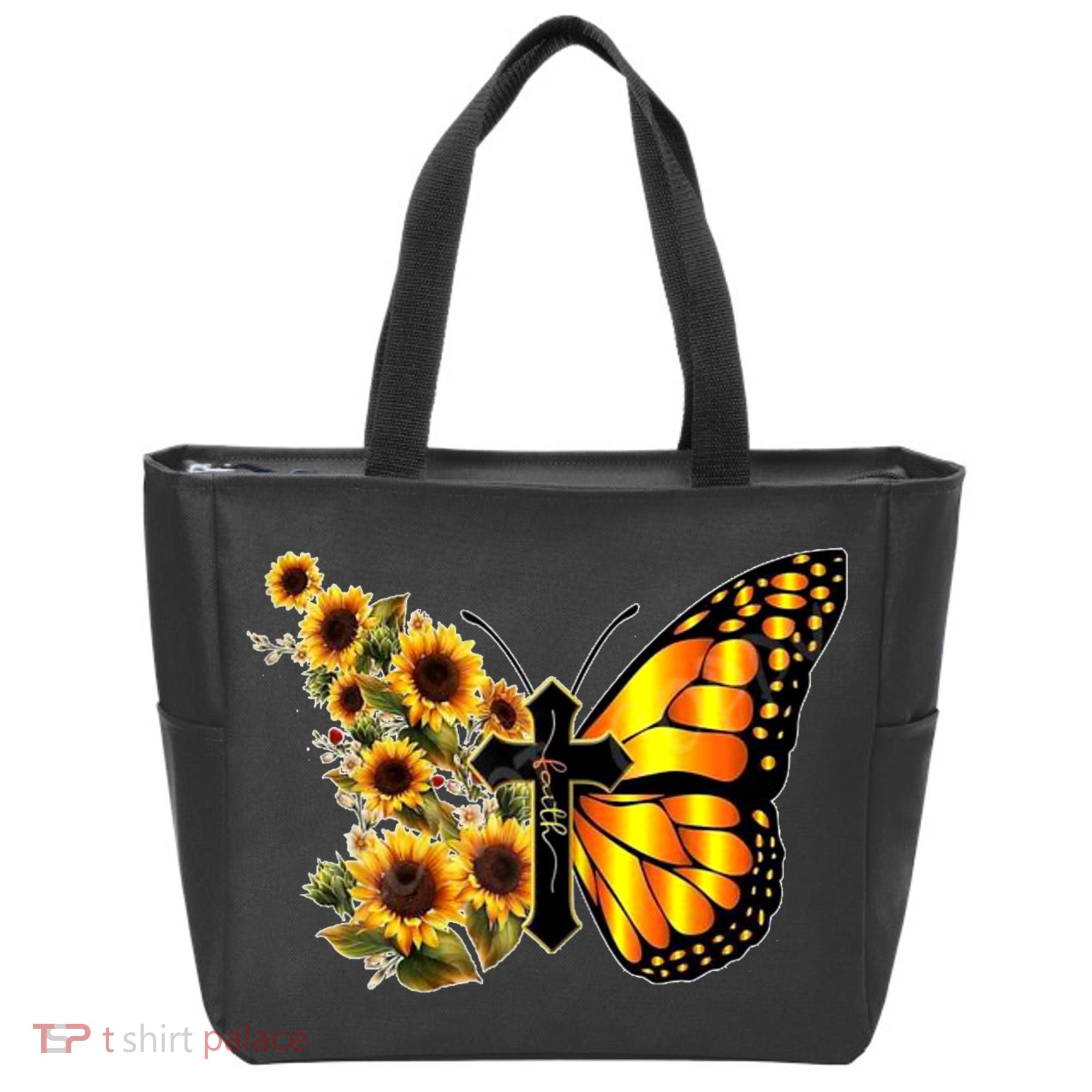 Sunflower Butterfly Faith Tote Bag
