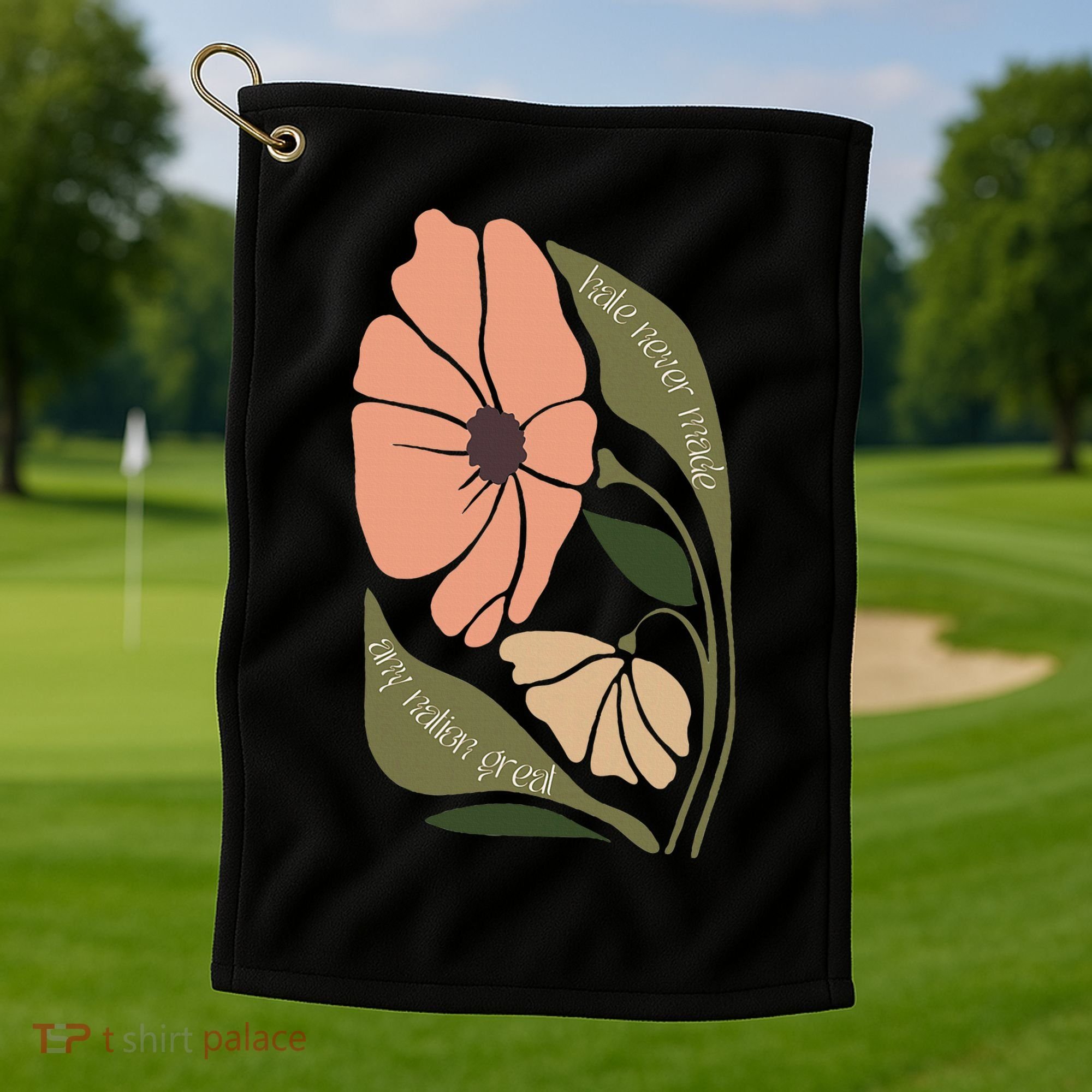 Subtle Boho Flowers Anti Trum p Liberal Protest Resist  Golf Towel