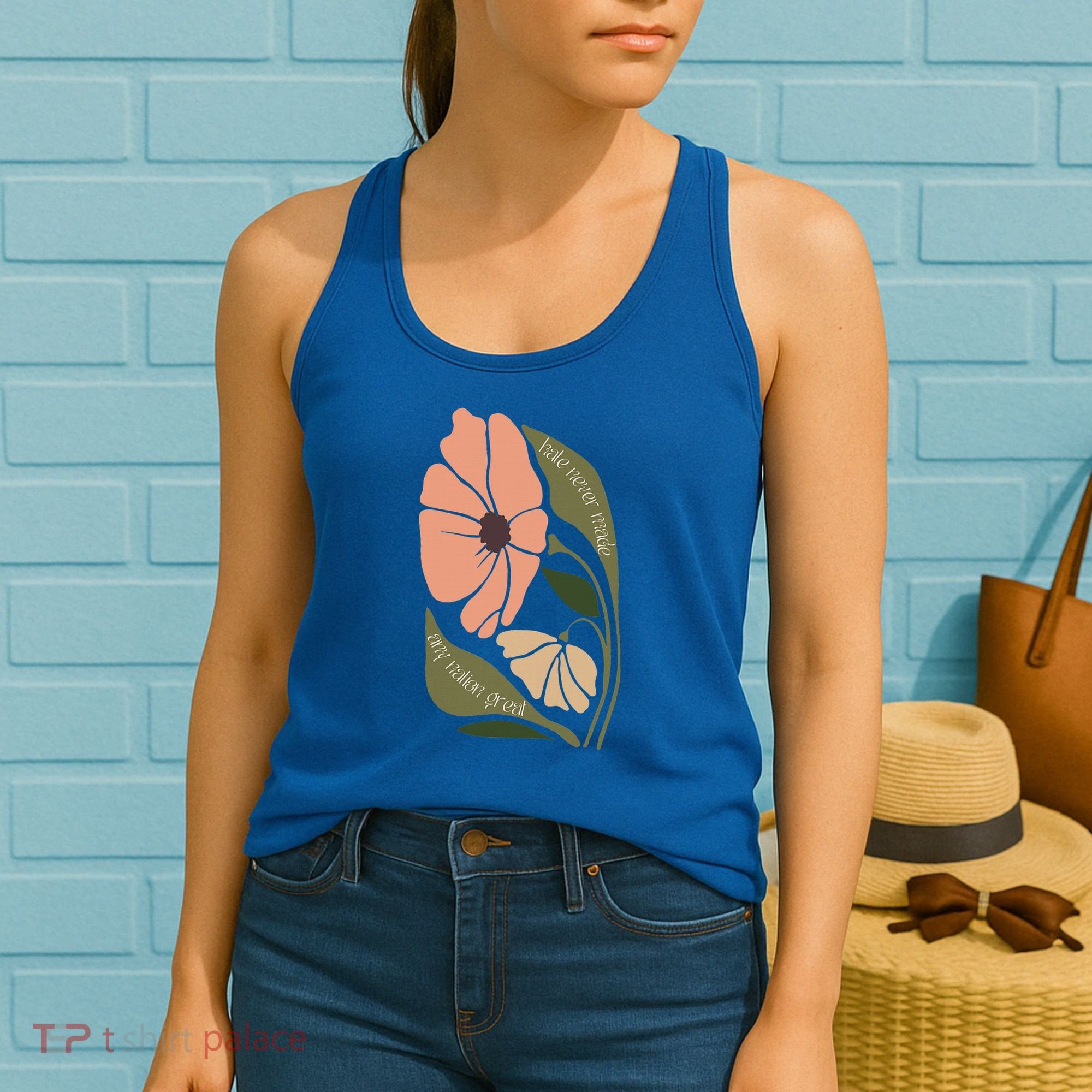 Subtle Boho Flowers Anti Trum p Liberal Protest Resist  Women's Tank Top
