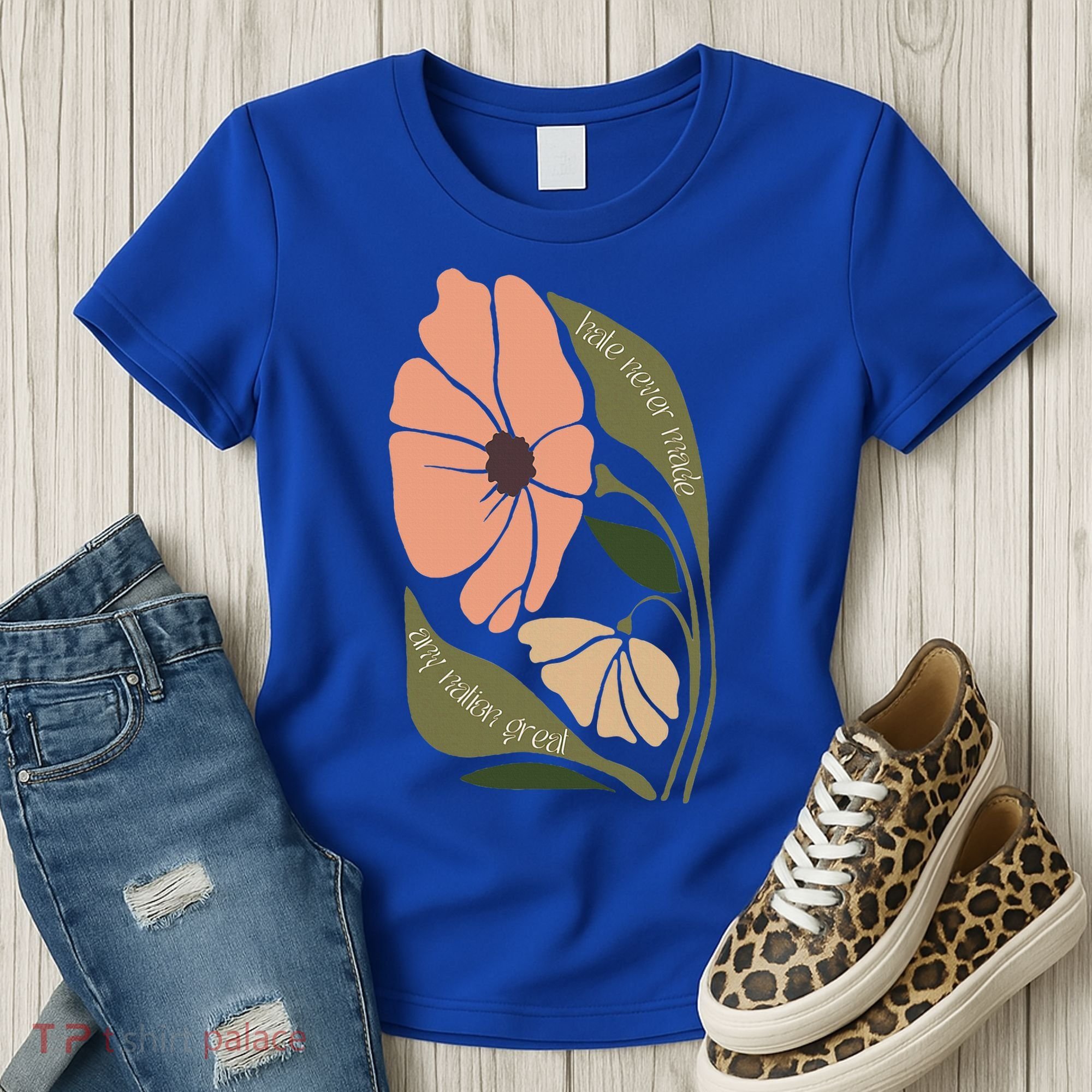 Subtle Boho Flowers Anti Trum p Liberal Protest Resist  Women's T-Shirt