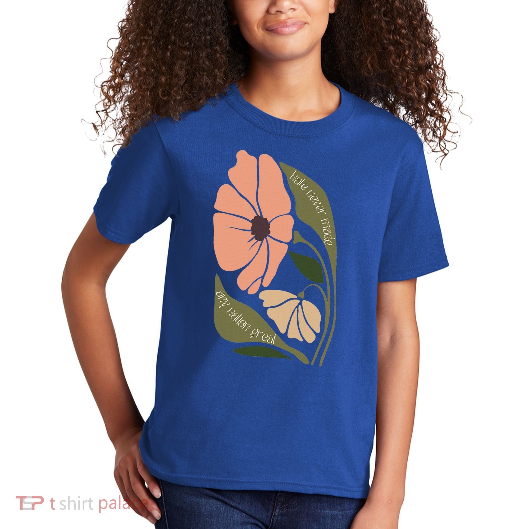 Subtle Boho Flowers Anti Trum p Liberal Protest Resist  Kids T-Shirt