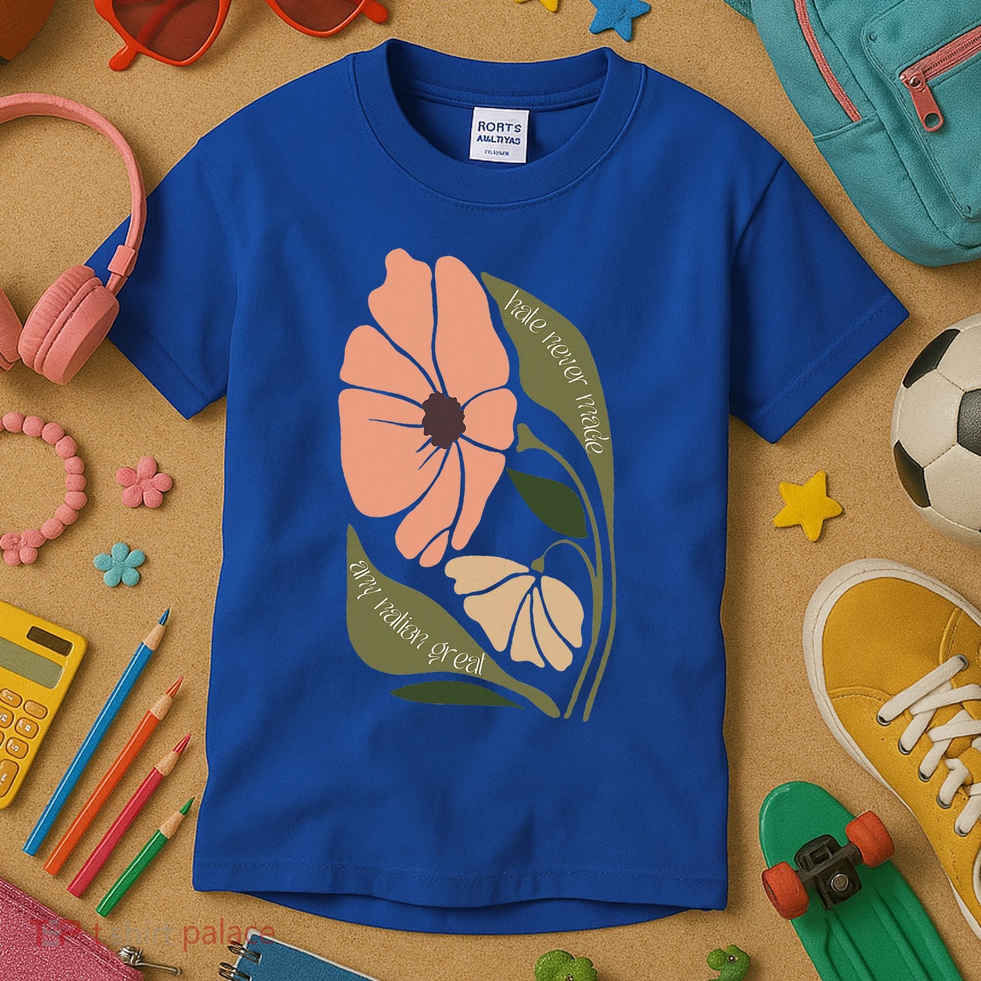 Subtle Boho Flowers Anti Trum p Liberal Protest Resist  Kids T-Shirt
