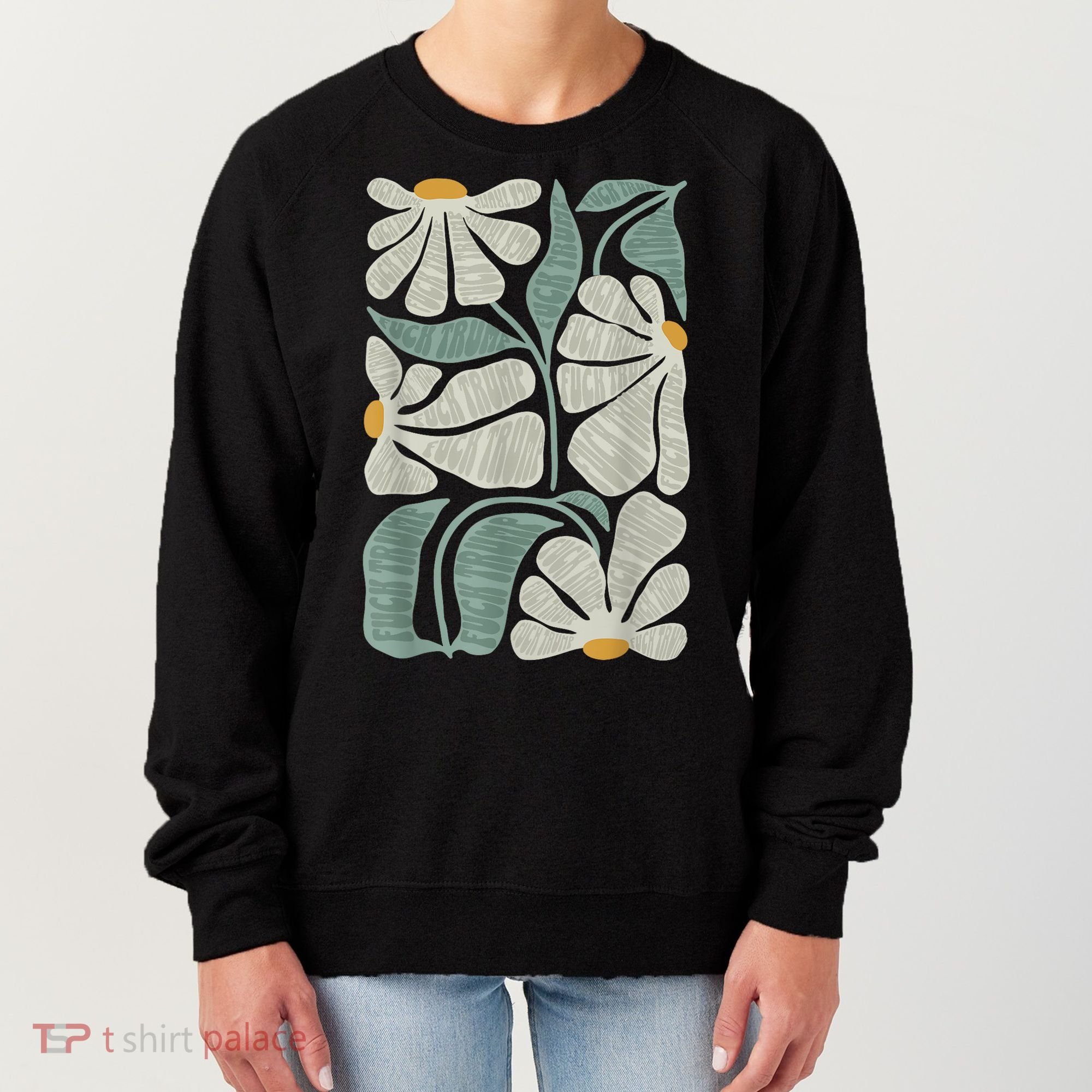 Subtle Boho Flowers Anti Trump Anti Maga Kamala Harris Voter Women's Sweatshirt