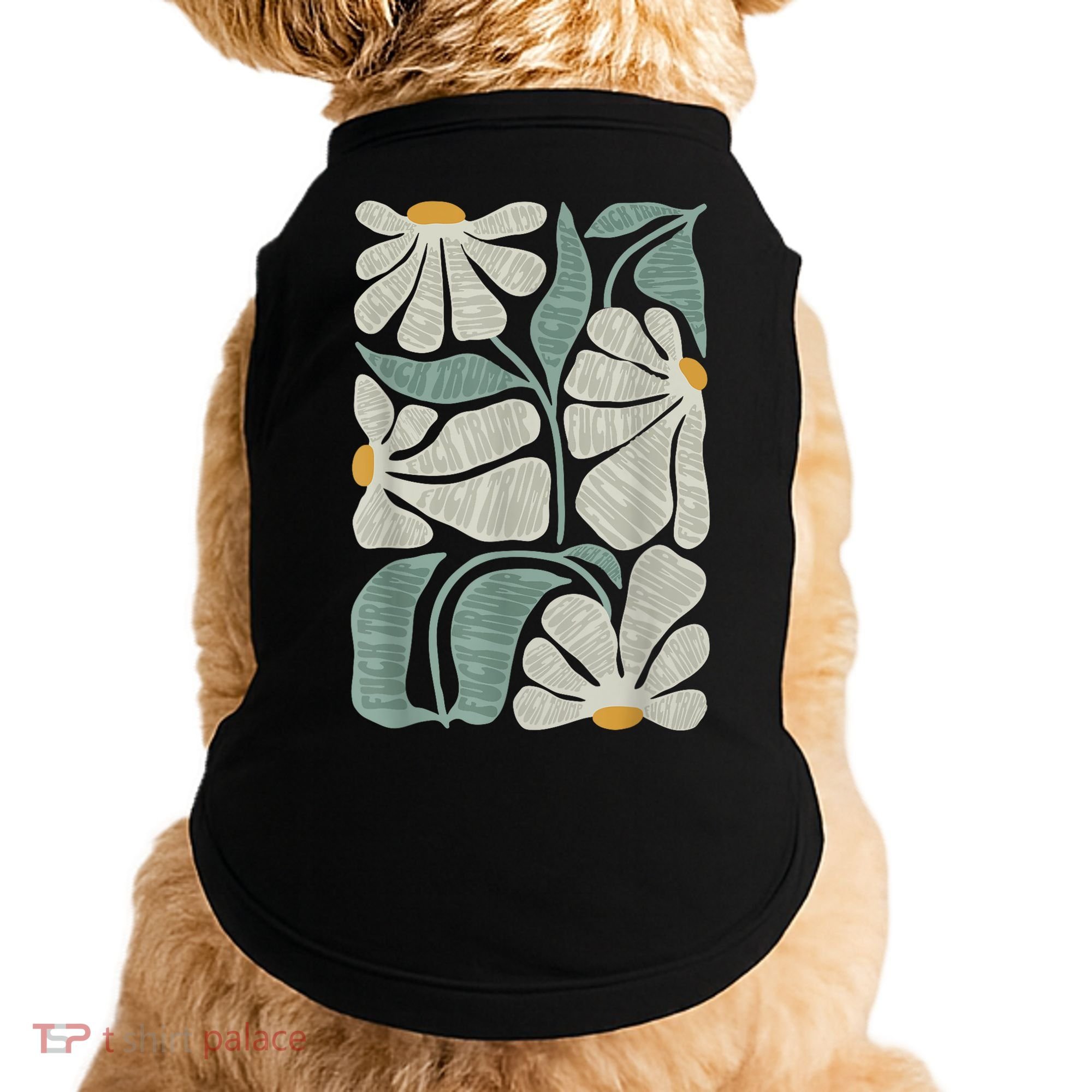 Subtle Boho Flowers Anti Trump Anti Maga Kamala Harris Voter Doggie Tank