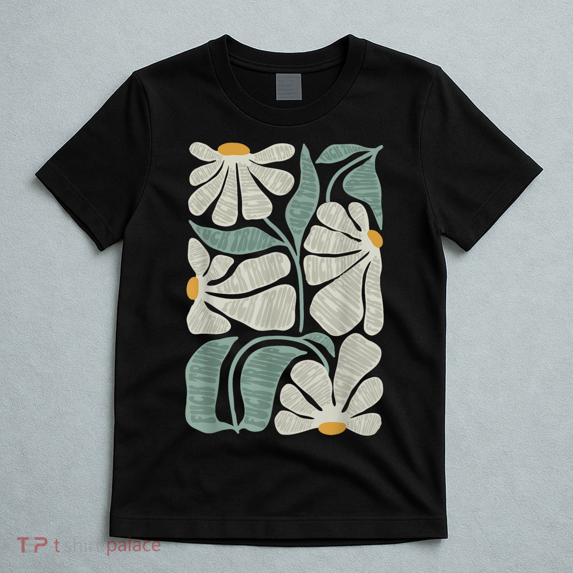 Subtle Boho Flowers Anti Trump Anti Maga Kamala Harris Voter T-Shirt