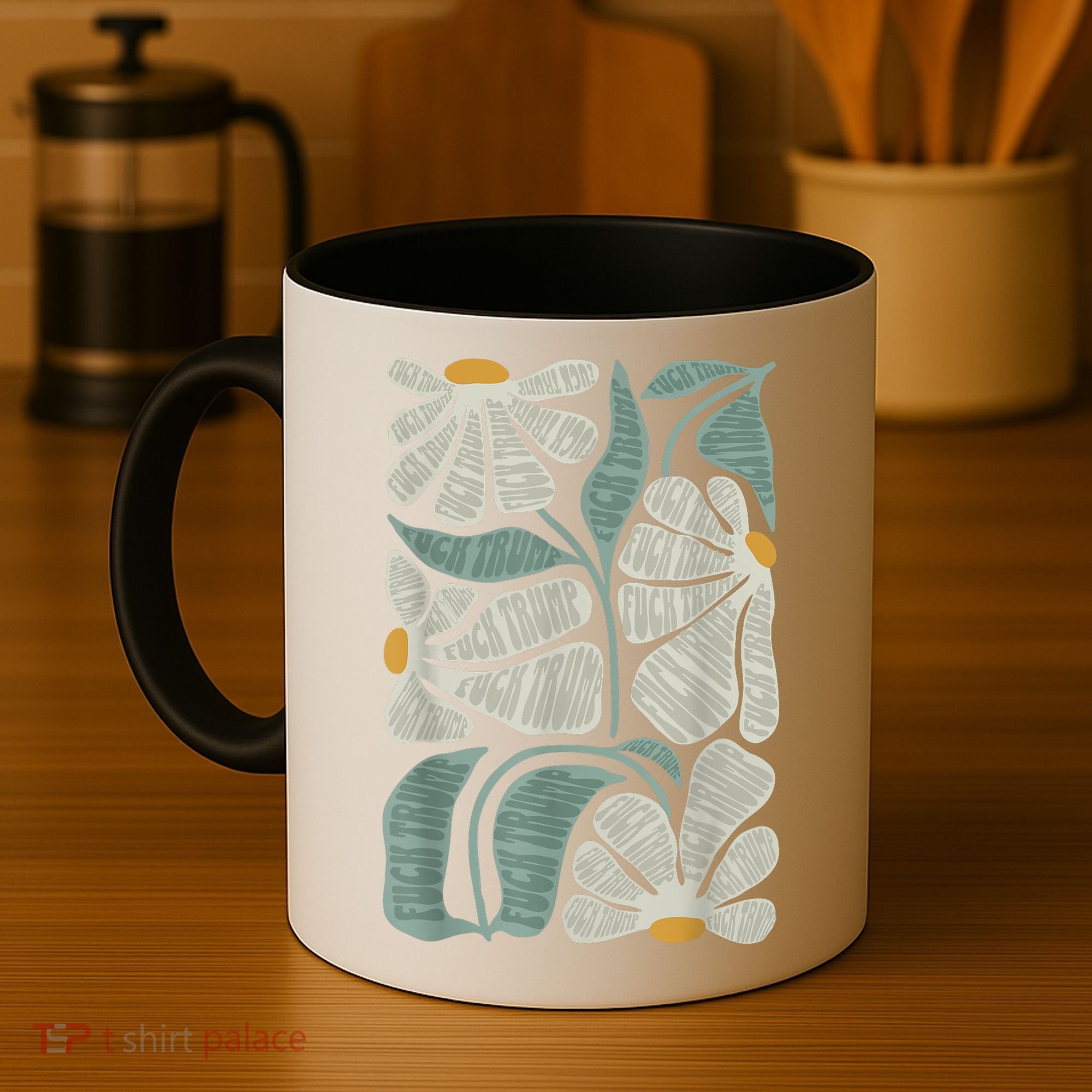 Subtle Boho Flowers Anti Trump Anti Maga Kamala Harris Voter Coffee Mug