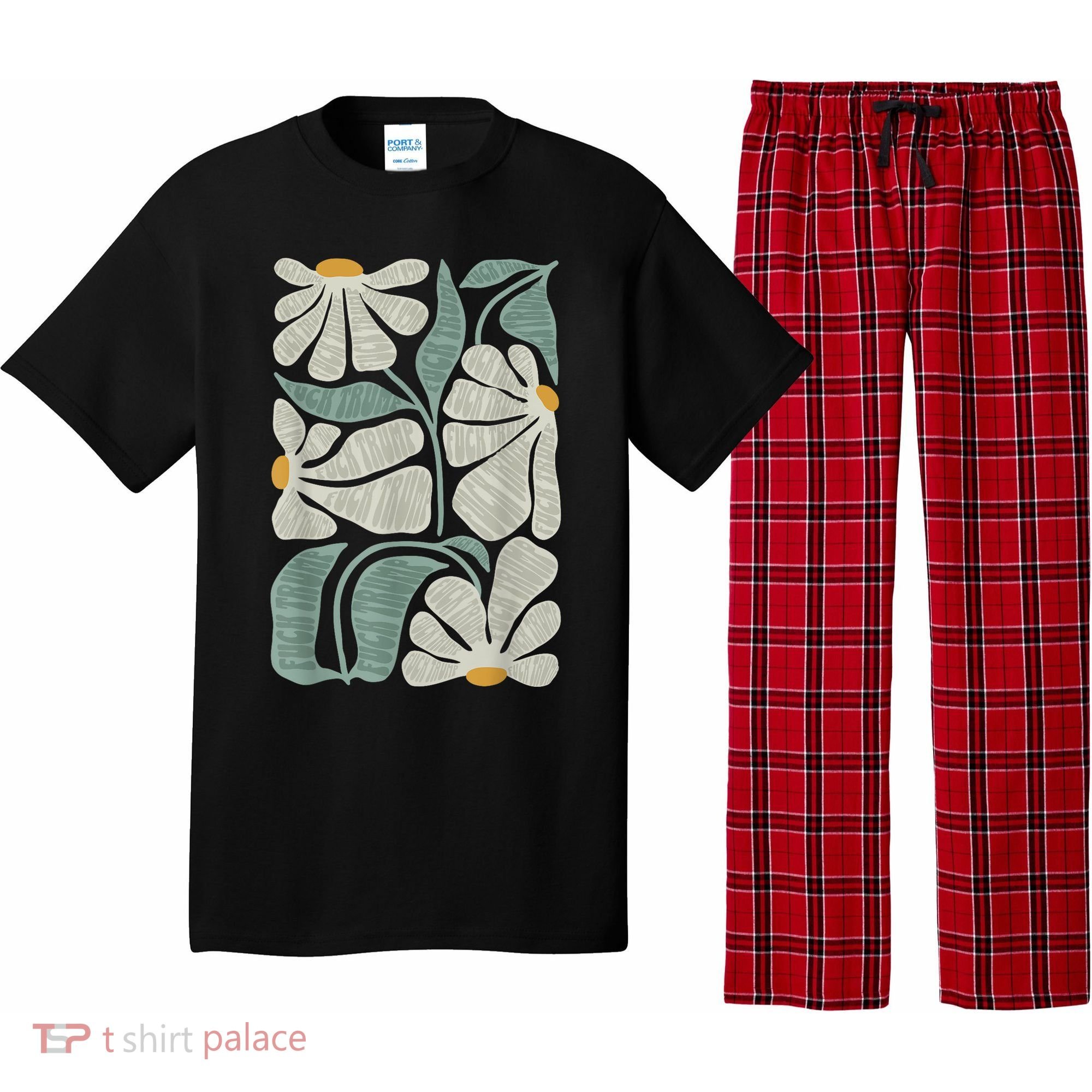 Subtle Boho Flowers Anti Trump Anti Maga Kamala Harris Voter Pajama Set