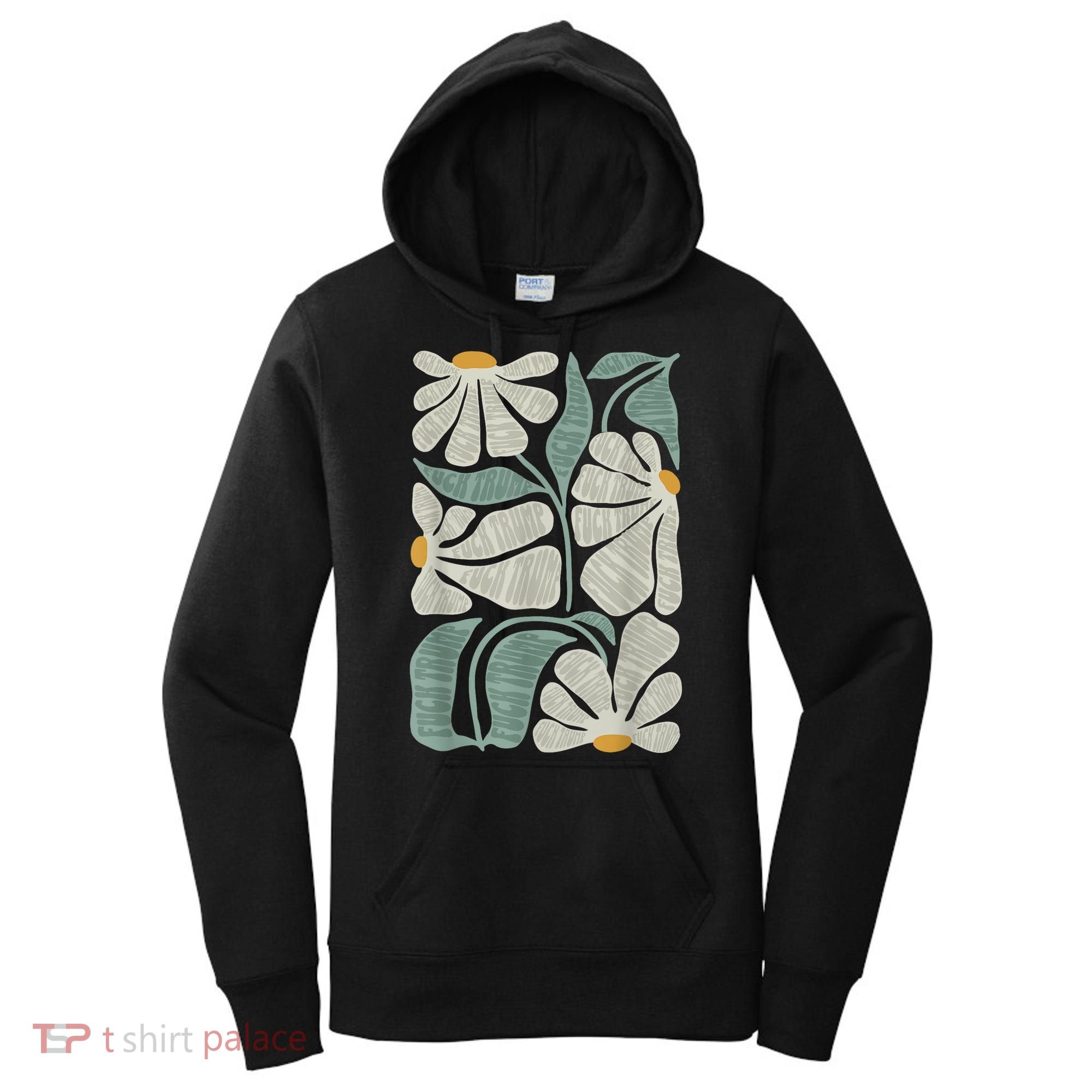 Subtle Boho Flowers Anti Trump Anti Maga Kamala Harris Voter Women's Hoodie