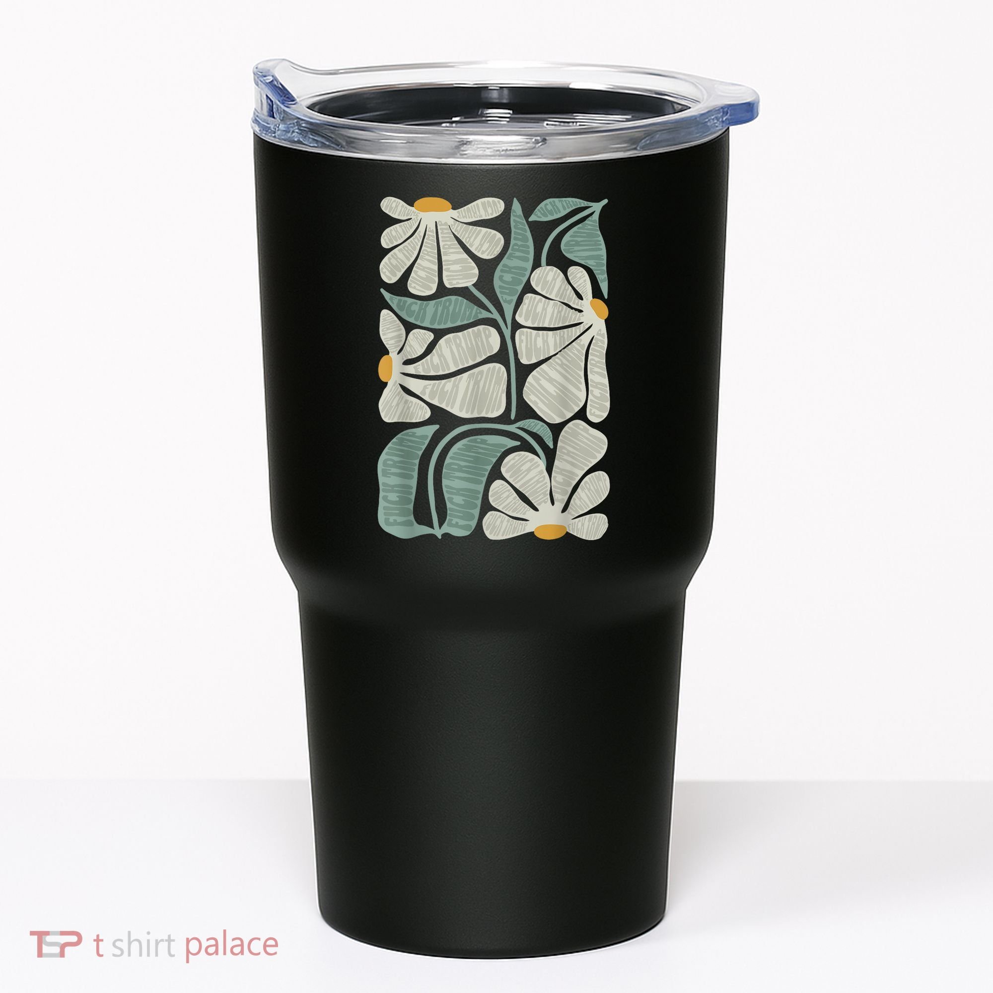 Subtle Boho Flowers Anti Trump Anti Maga Kamala Harris Voter Tumbler