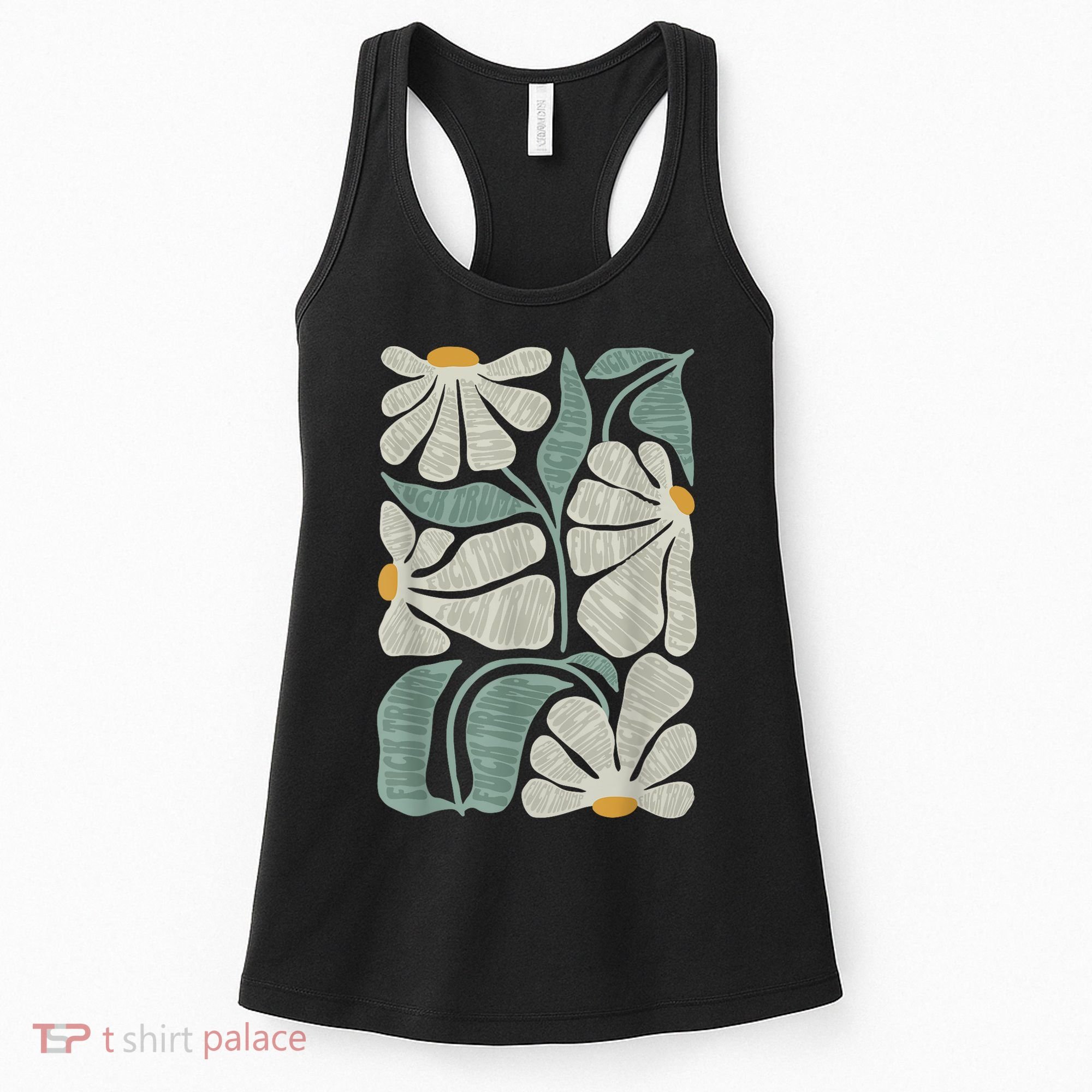 Subtle Boho Flowers Anti Trump Anti Maga Kamala Harris Voter Women's Tank Top