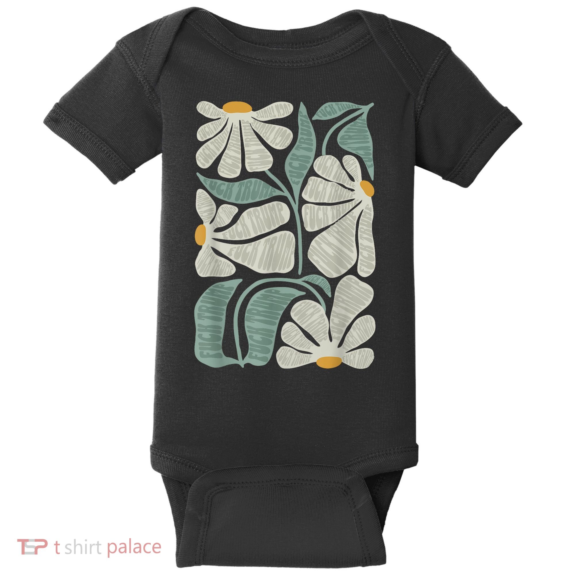 Subtle Boho Flowers Anti Trump Anti Maga Kamala Harris Voter Baby Bodysuit