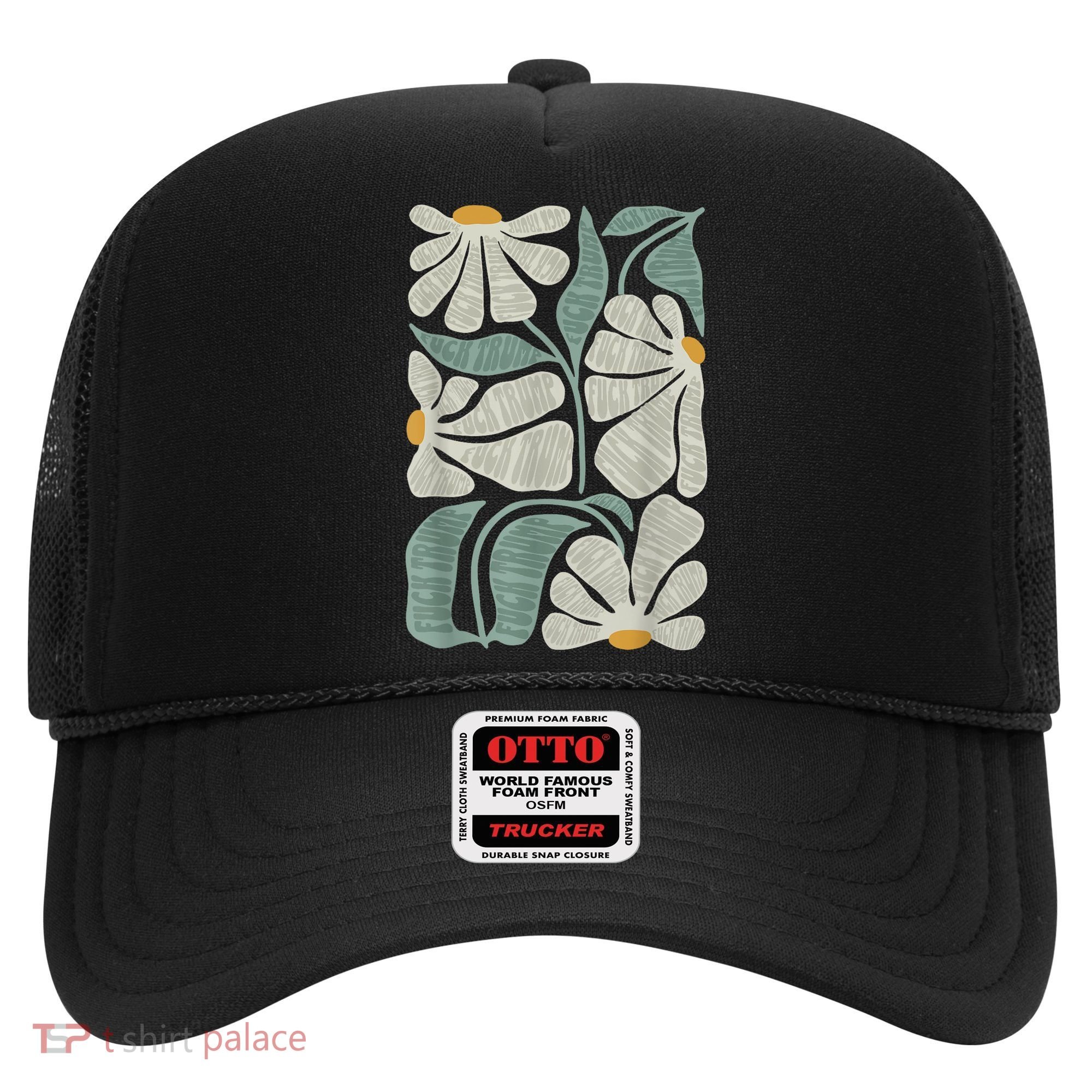 Subtle Boho Flowers Anti Trump Anti Maga Kamala Harris Voter Hat
