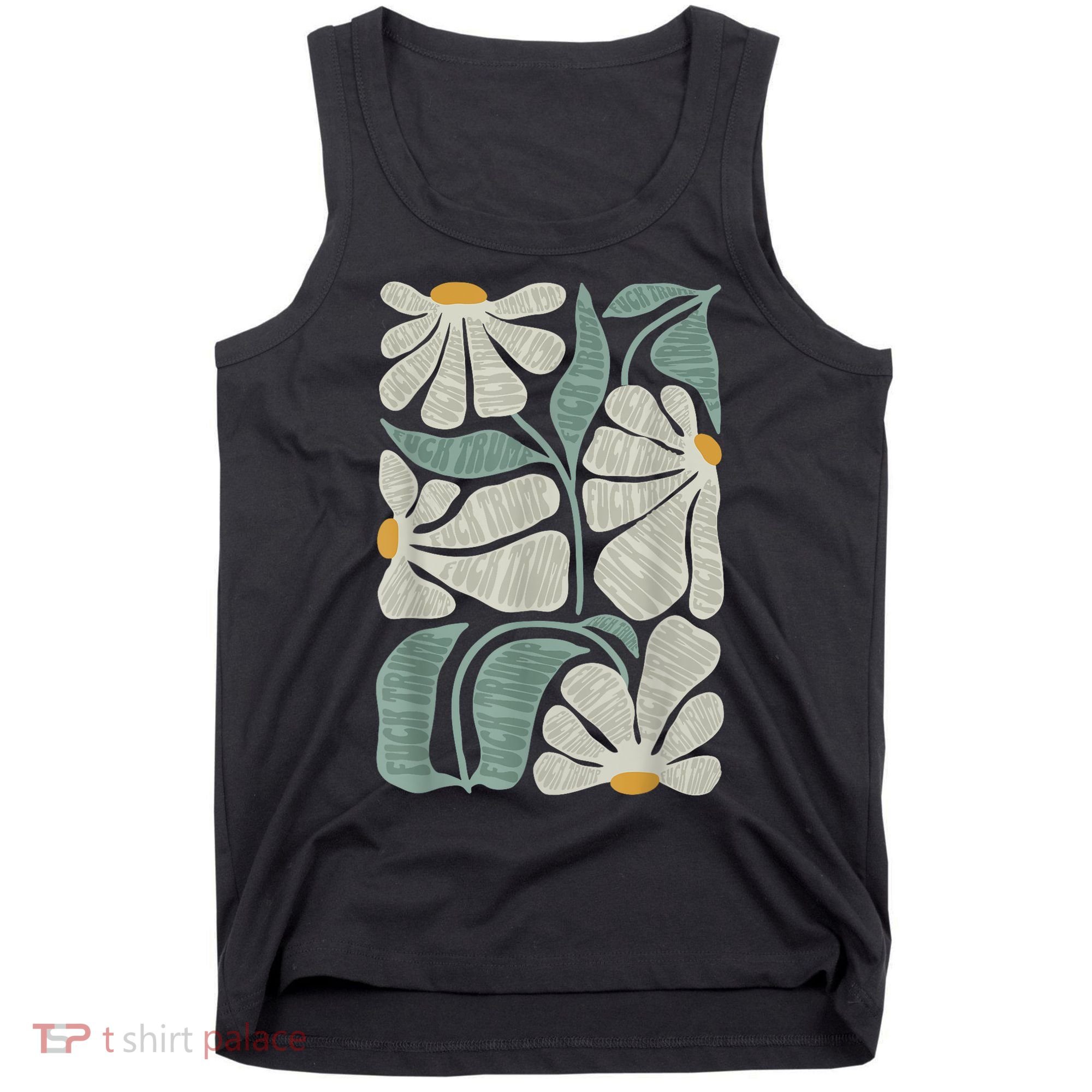Subtle Boho Flowers Anti Trump Anti Maga Kamala Harris Voter Tank Top
