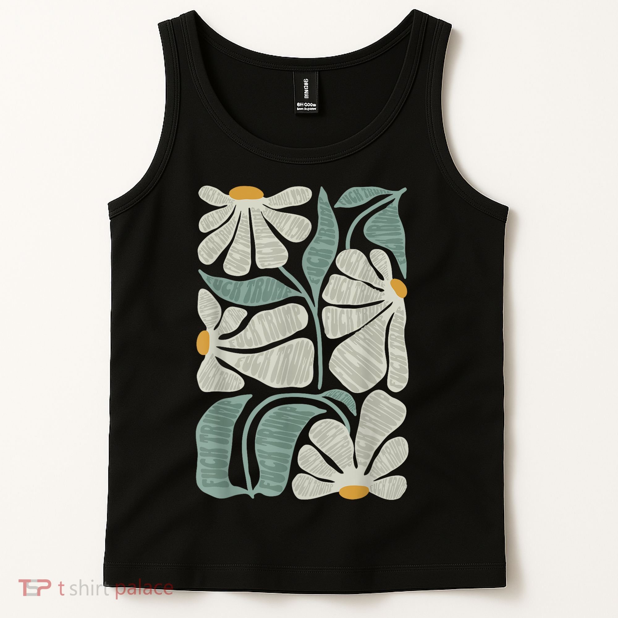 Subtle Boho Flowers Anti Trump Anti Maga Kamala Harris Voter Tank Top