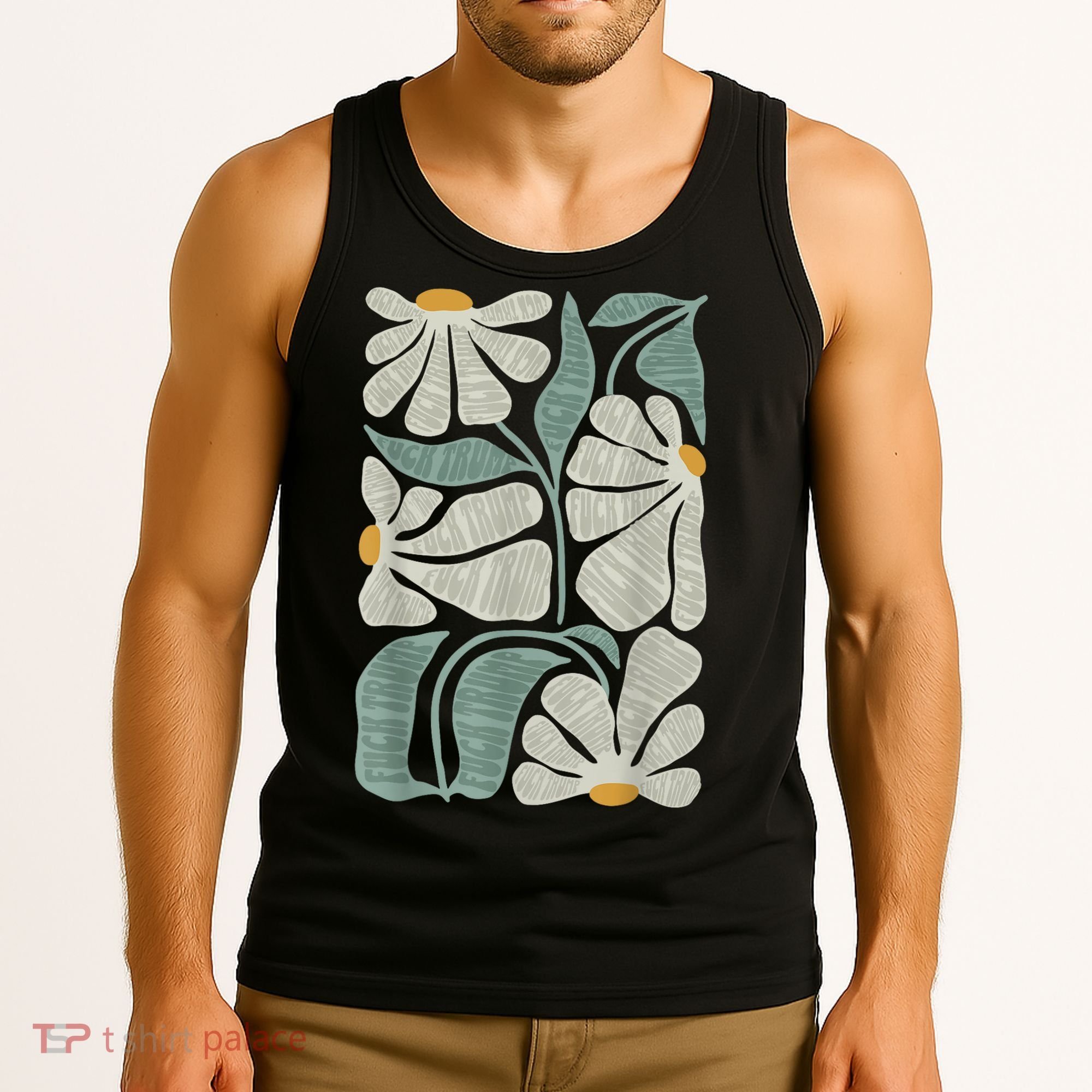 Subtle Boho Flowers Anti Trump Anti Maga Kamala Harris Voter Tank Top