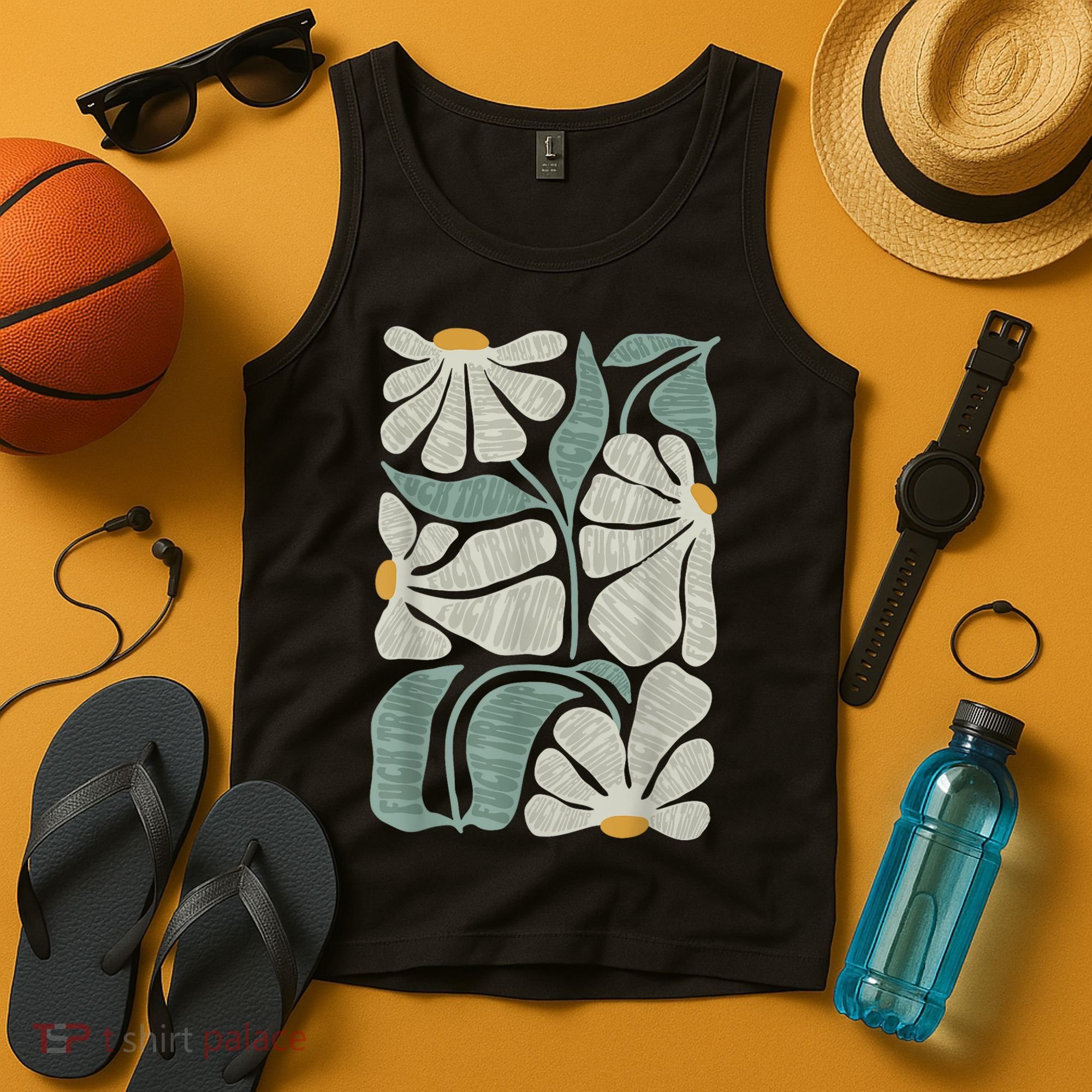 Subtle Boho Flowers Anti Trump Anti Maga Kamala Harris Voter Tank Top