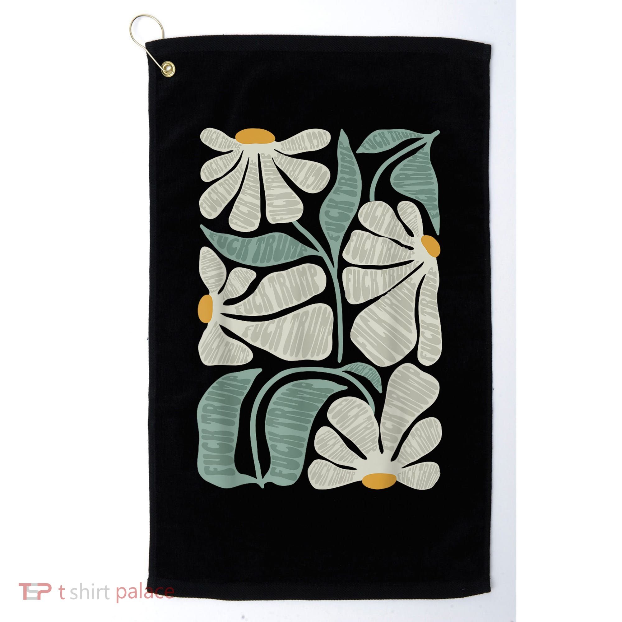 Subtle Boho Flowers Anti Trump Anti Maga Kamala Harris Voter Golf Towel