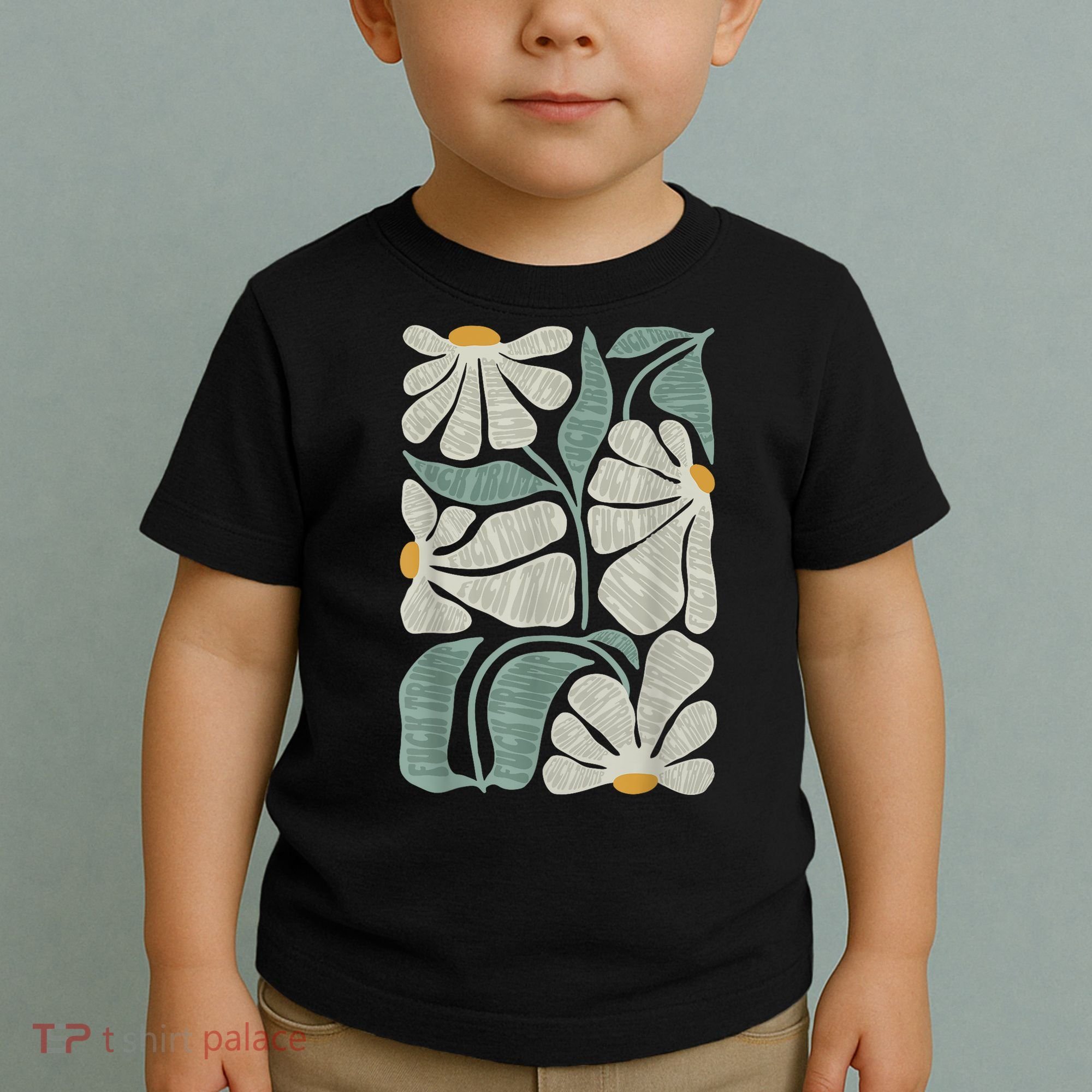 Subtle Boho Flowers Anti Trump Anti Maga Kamala Harris Voter Toddler T-Shirt