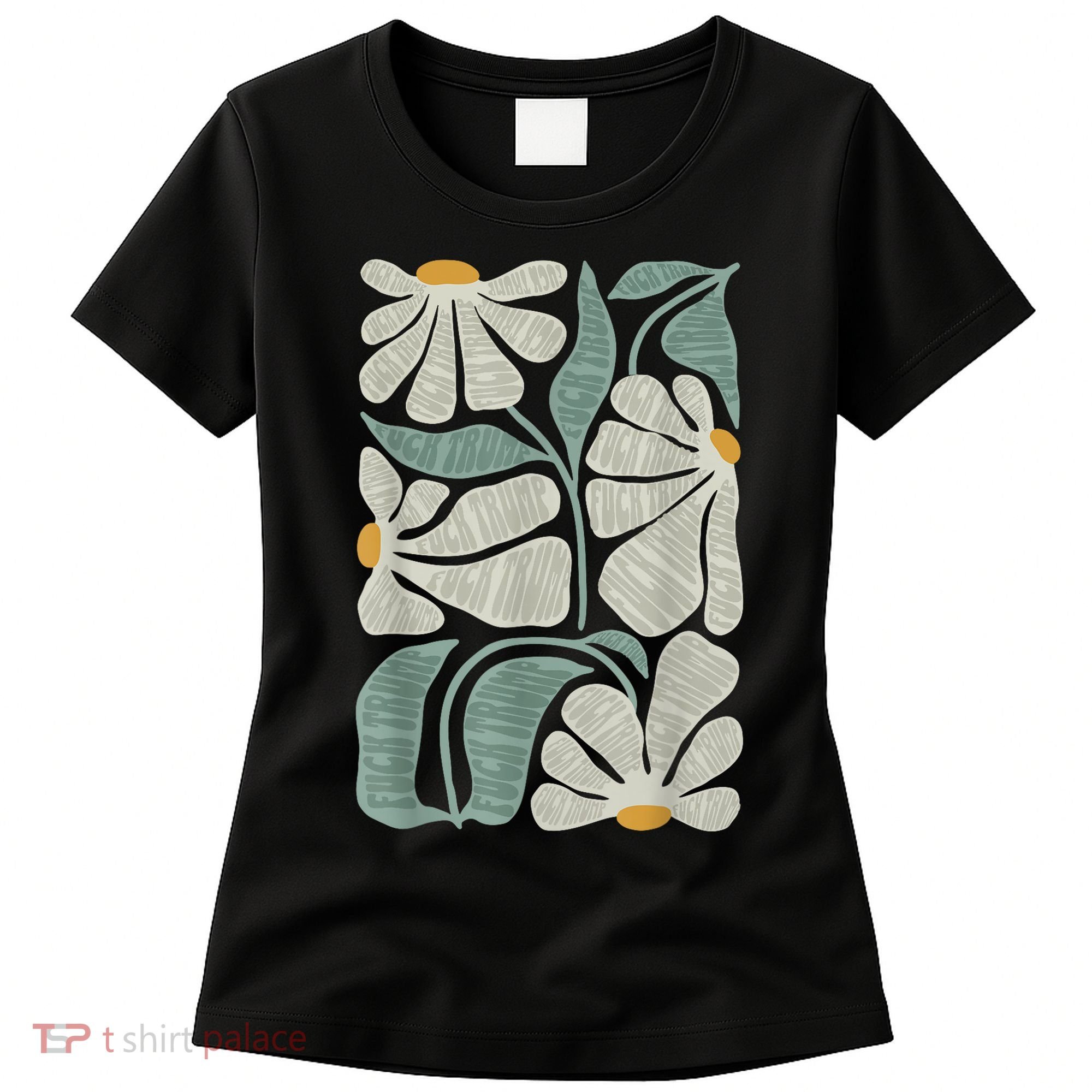 Subtle Boho Flowers Anti Trump Anti Maga Kamala Harris Voter Women's T-Shirt