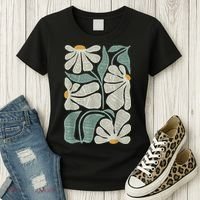 Subtle Boho Flowers Anti Trump Anti Maga Kamala Harris Voter Women's T-Shirt thumb 3