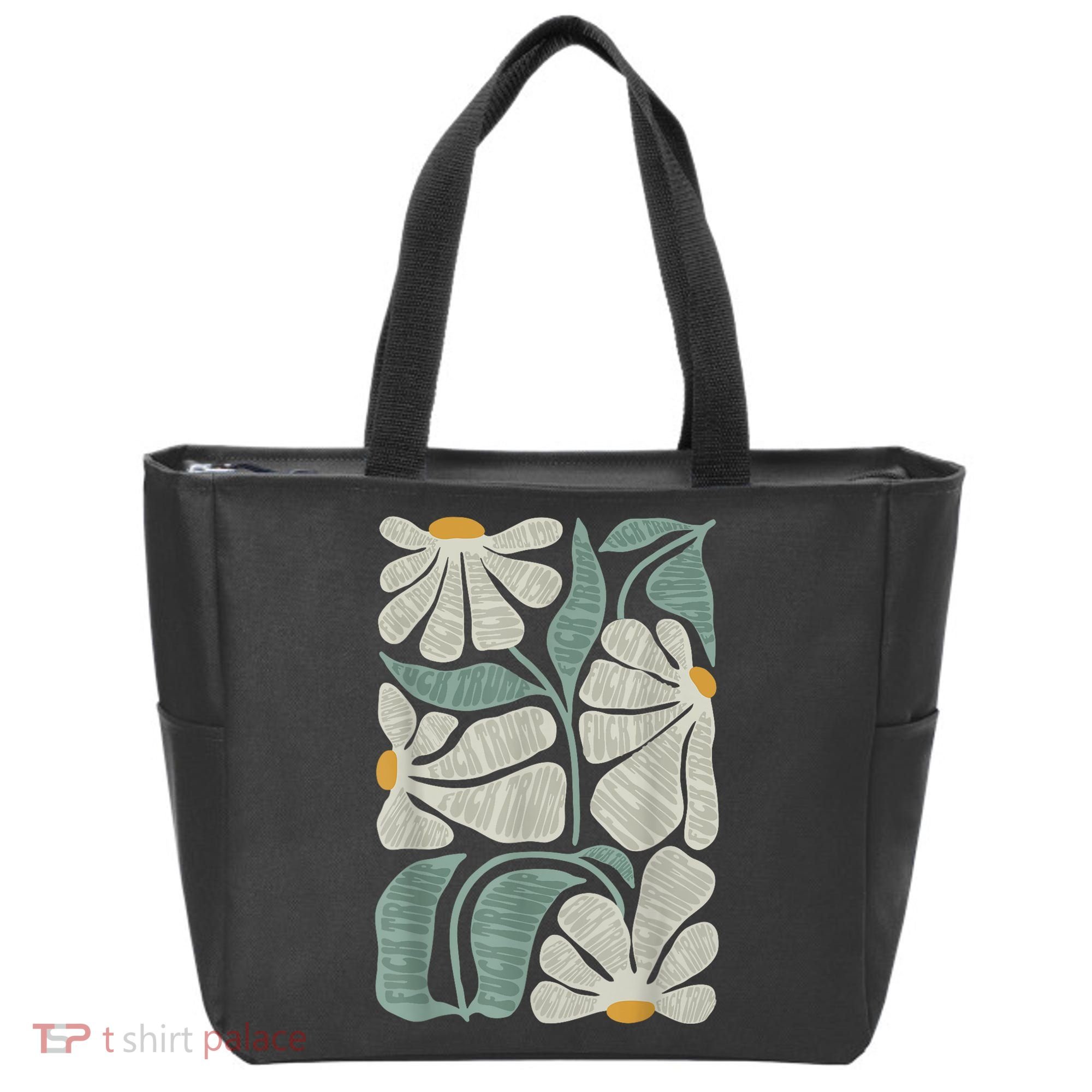 Subtle Boho Flowers Anti Trump Anti Maga Kamala Harris Voter Tote Bag