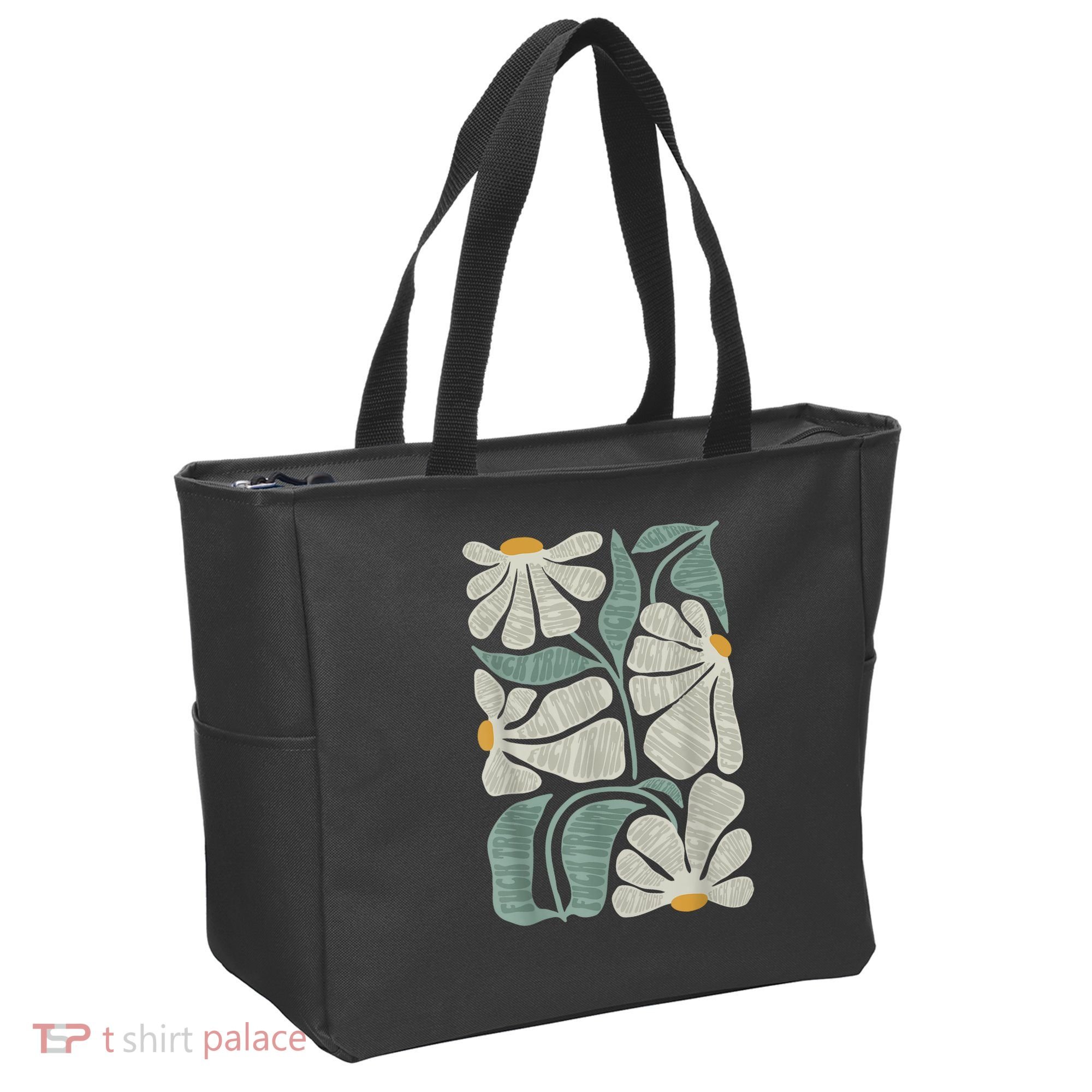 Subtle Boho Flowers Anti Trump Anti Maga Kamala Harris Voter Tote Bag